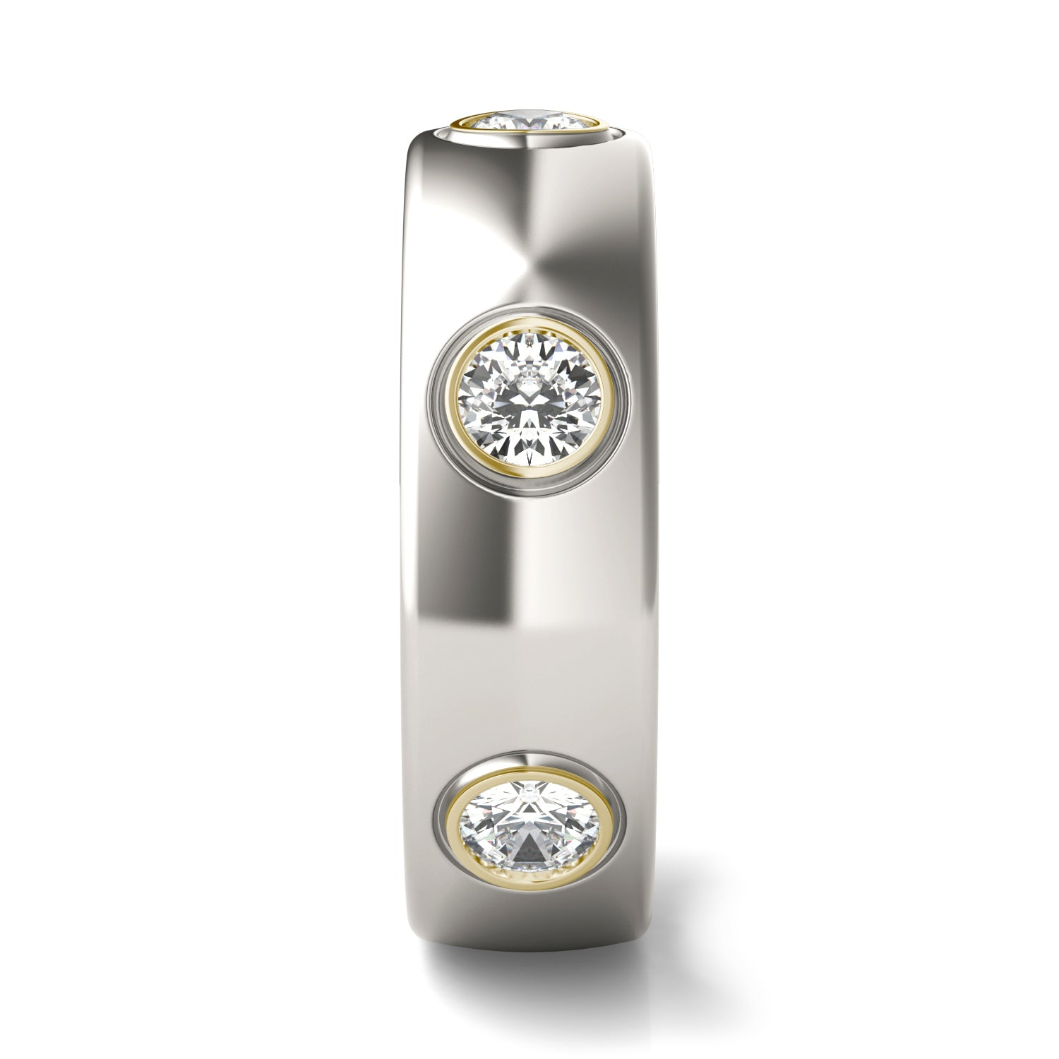 7/8 CTW Round Caydia® Lab Grown Diamond Signature Star Five Stone Bezel Set Band Ring