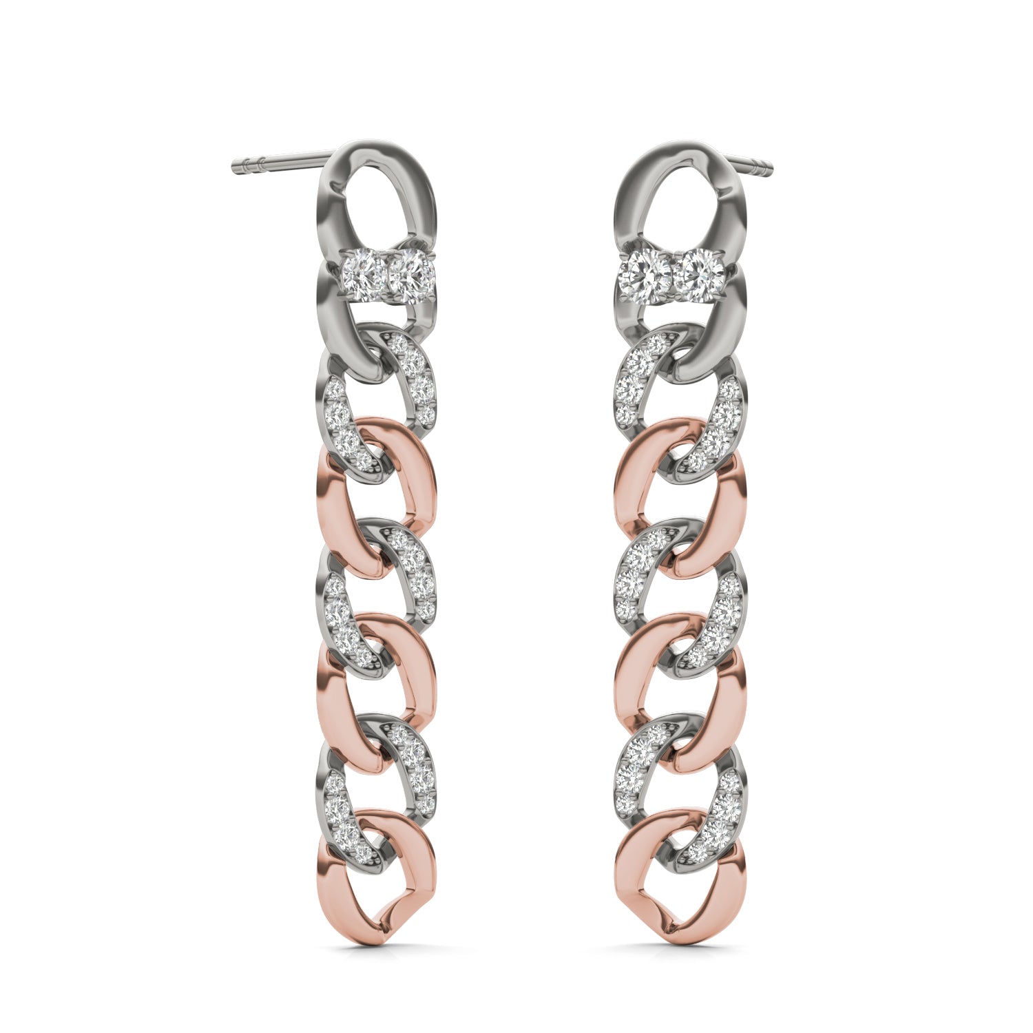 1/2 CTW Round Caydia® Lab Grown Diamond Chain Link Drop Earrings