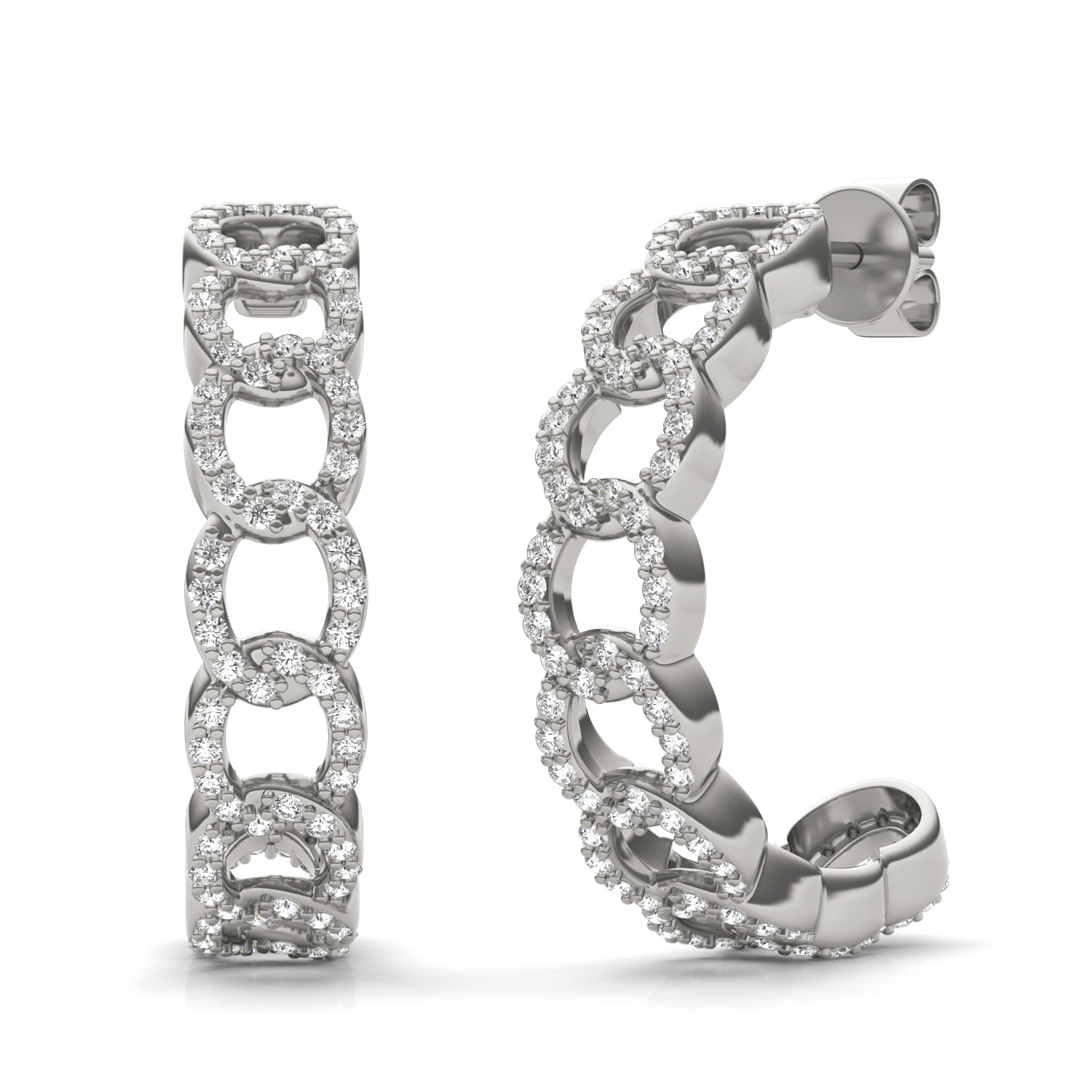 3/4 CTW Round Caydia® Lab Grown Diamond Chain Hoop Earrings
