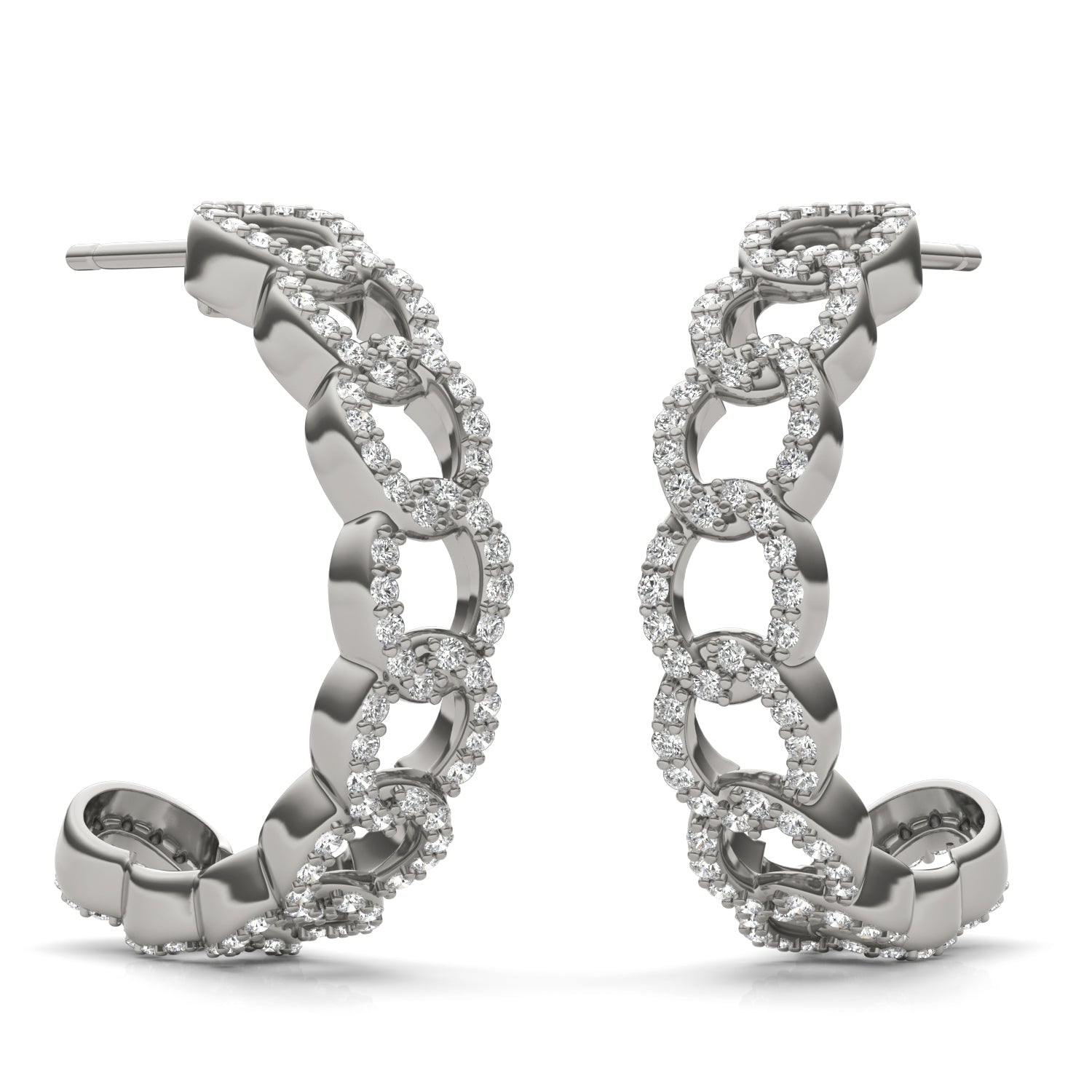 3/4 CTW Round Caydia® Lab Grown Diamond Chain Hoop Earrings