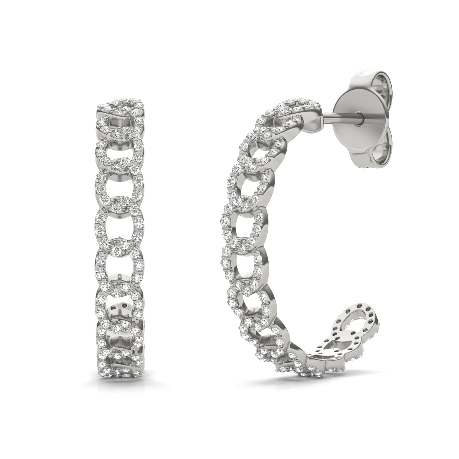 2/3 CTW Round Caydia® Lab Grown Diamond Chain Hoop Earrings