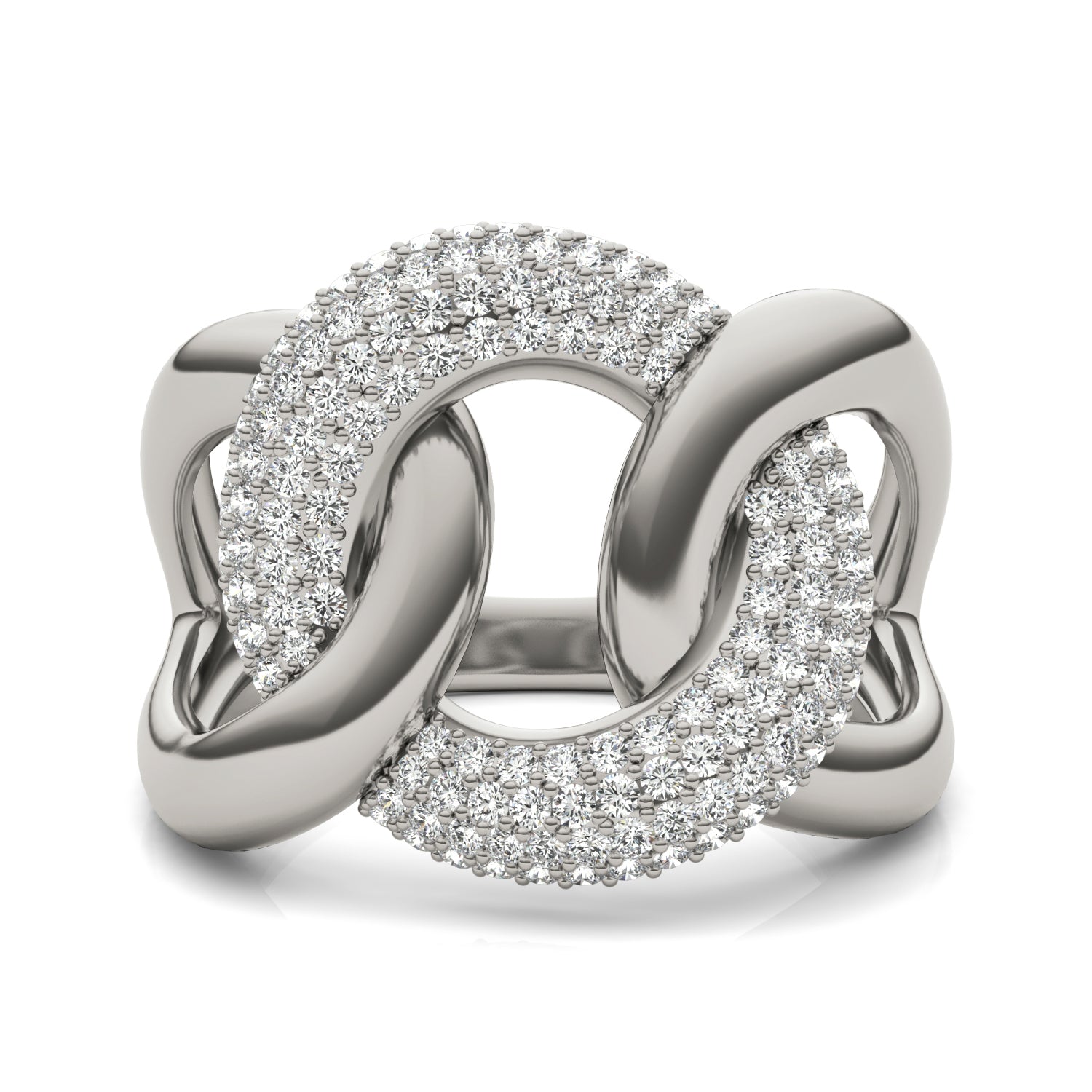 7/8 CTW Round Caydia® Lab Grown Diamond Accented Chain Statement Ring