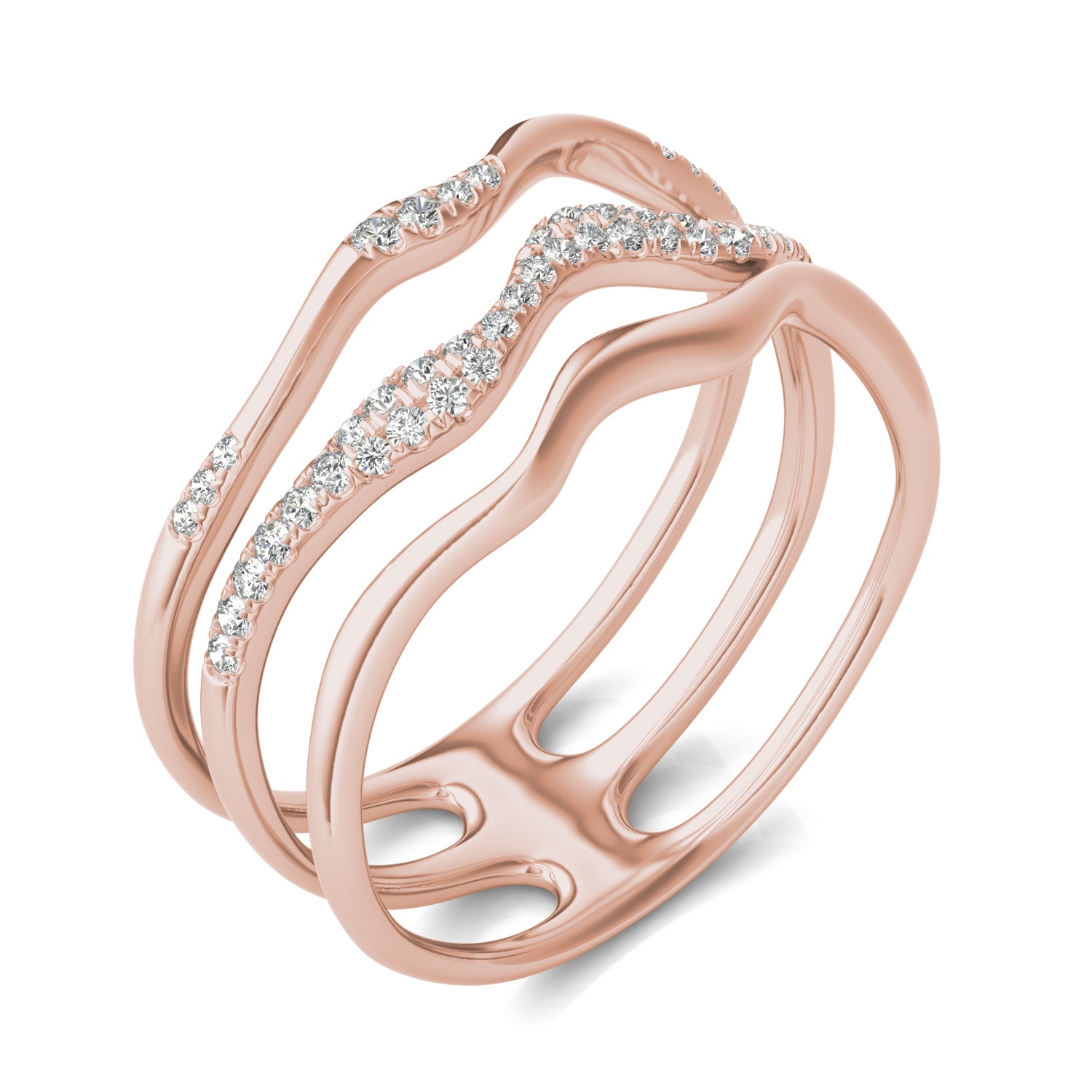 1/4 CTW Round Caydia® Lab Grown Diamond Three Row Fashion Ring