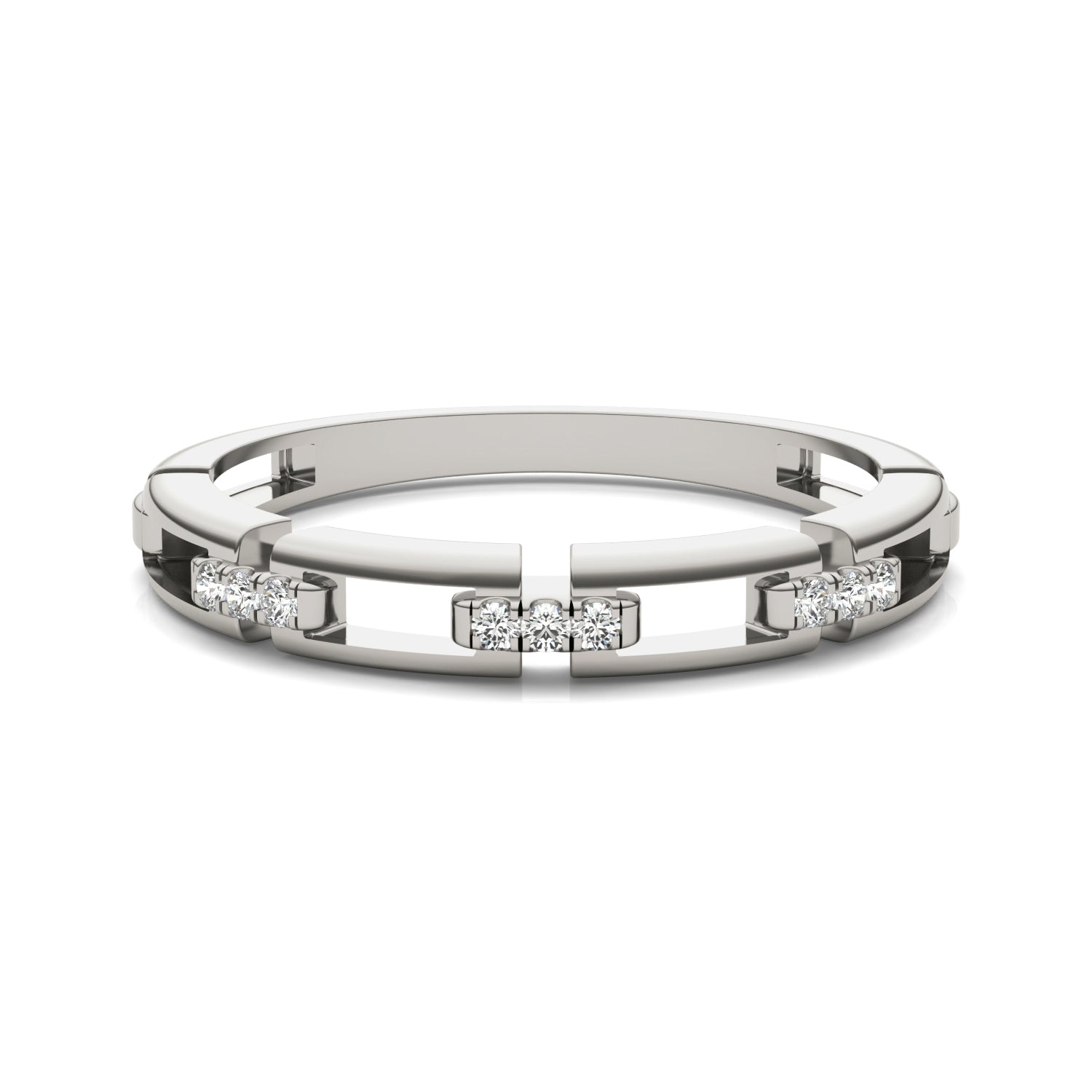 1/15 CTW Round Caydia® Lab Grown Diamond Rectangle Chain Fashion Ring