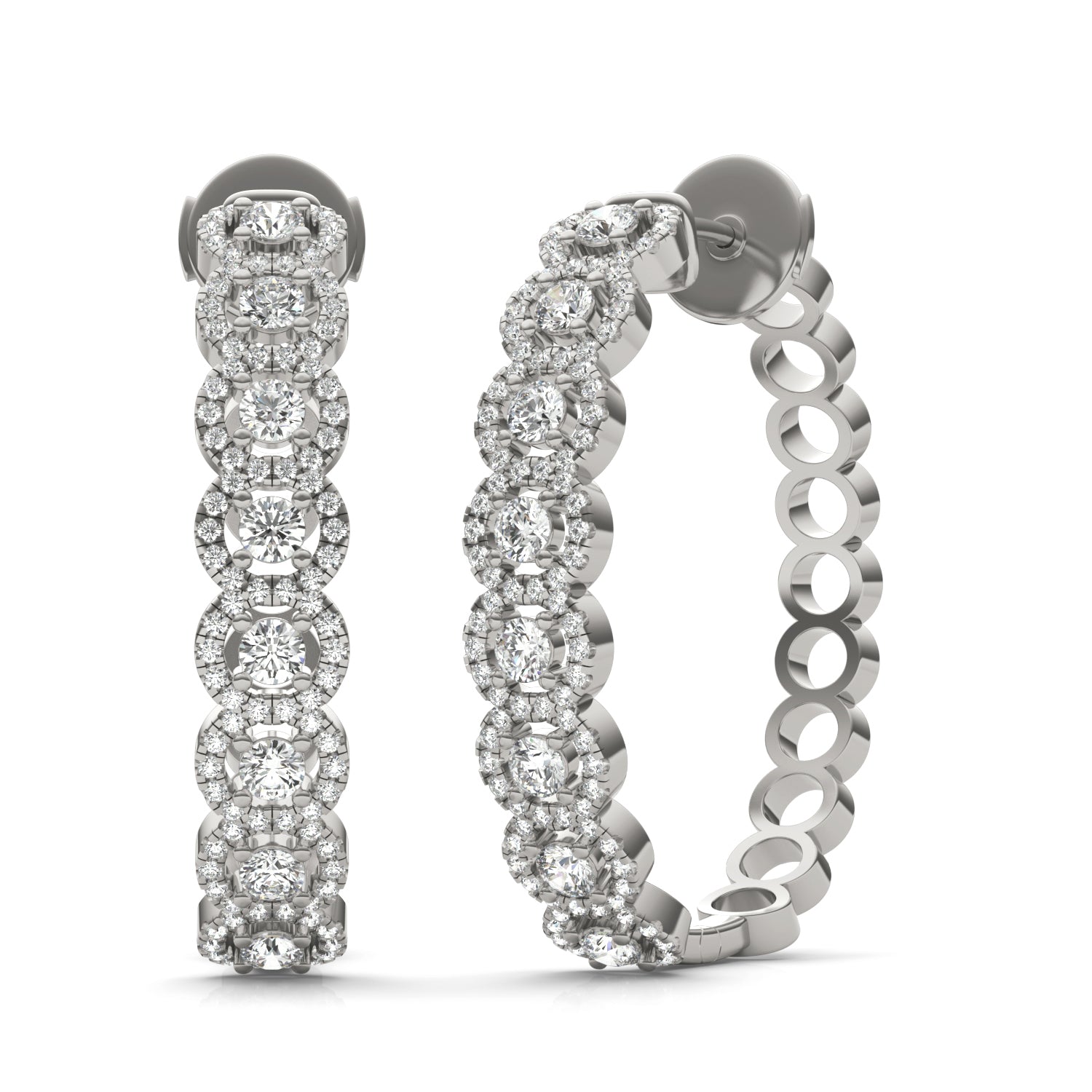 1 1/5 CTW Round Caydia® Lab Grown Diamond Halo Hoop Earrings
