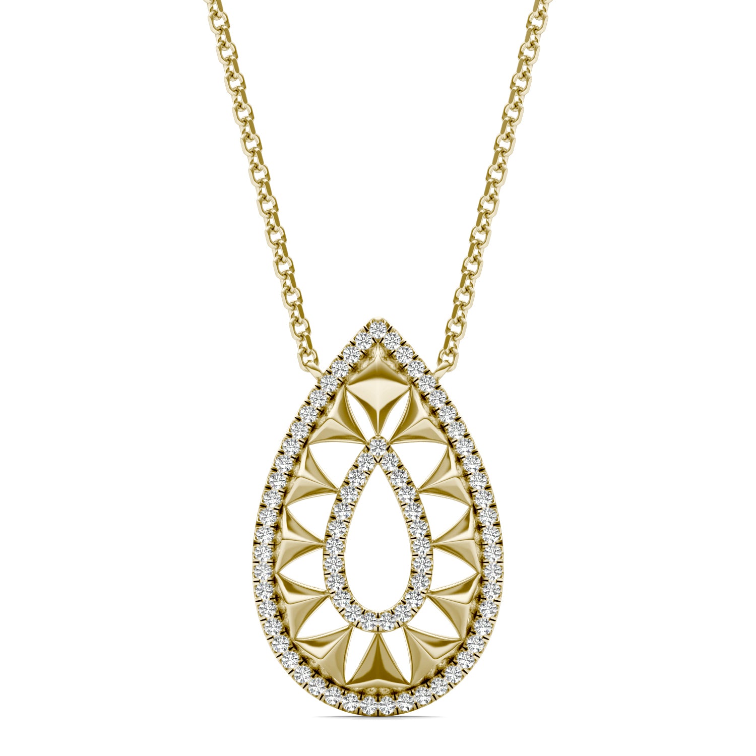 1/3 CTW Round Caydia® Lab Grown Diamond Ouro Collection Teardrop Double Halo Necklace
