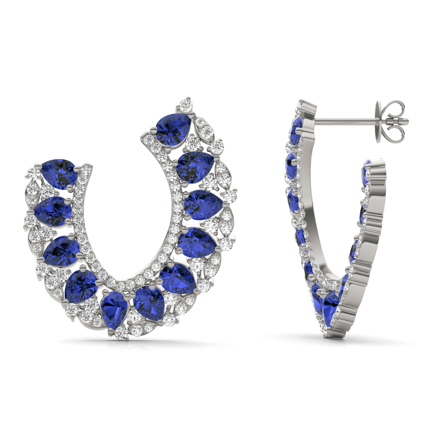 1 1/15 CTW Round Caydia® Lab Grown Diamond Statement Earrings featuring Created Sapphire