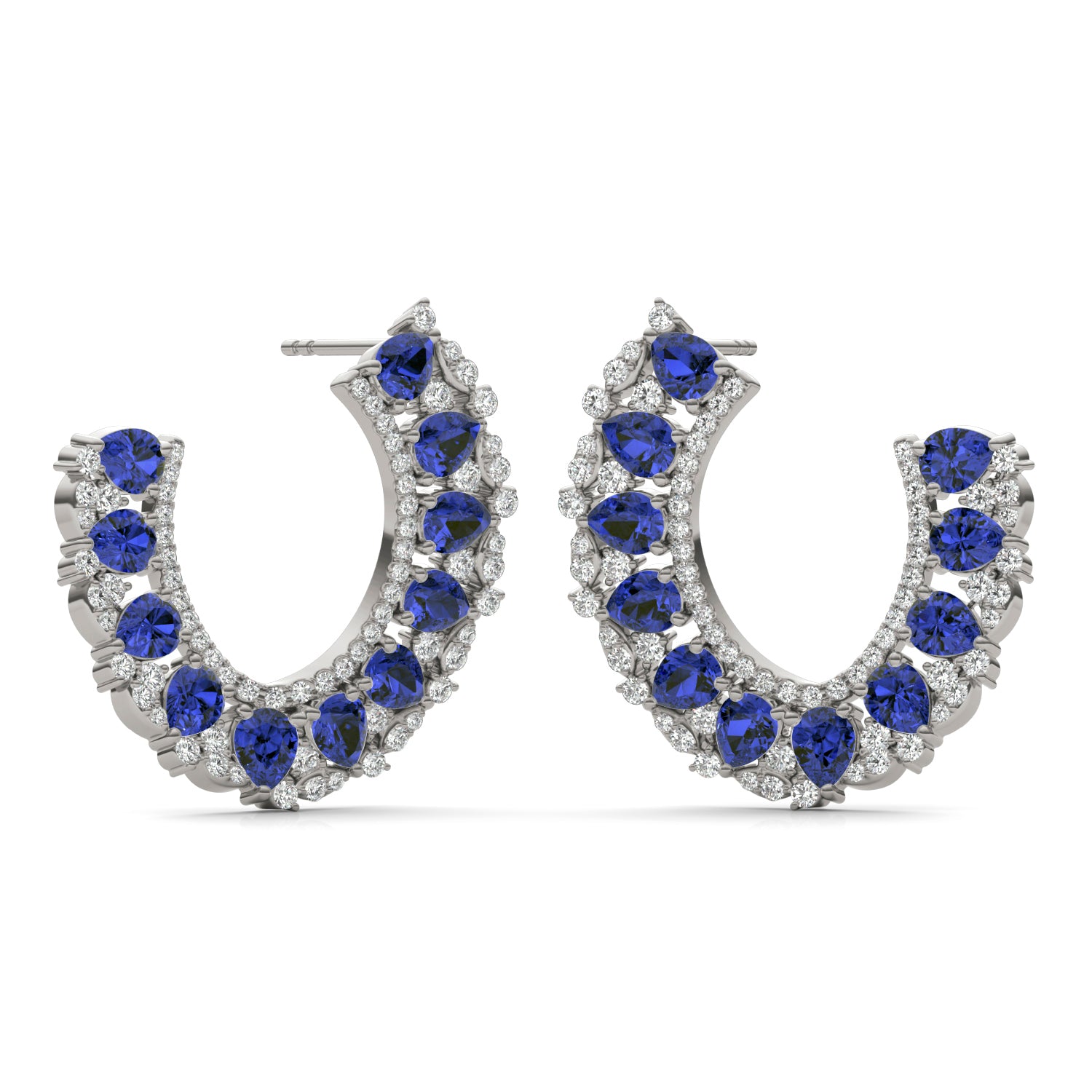 1 1/15 CTW Round Caydia® Lab Grown Diamond Statement Earrings featuring Created Sapphire