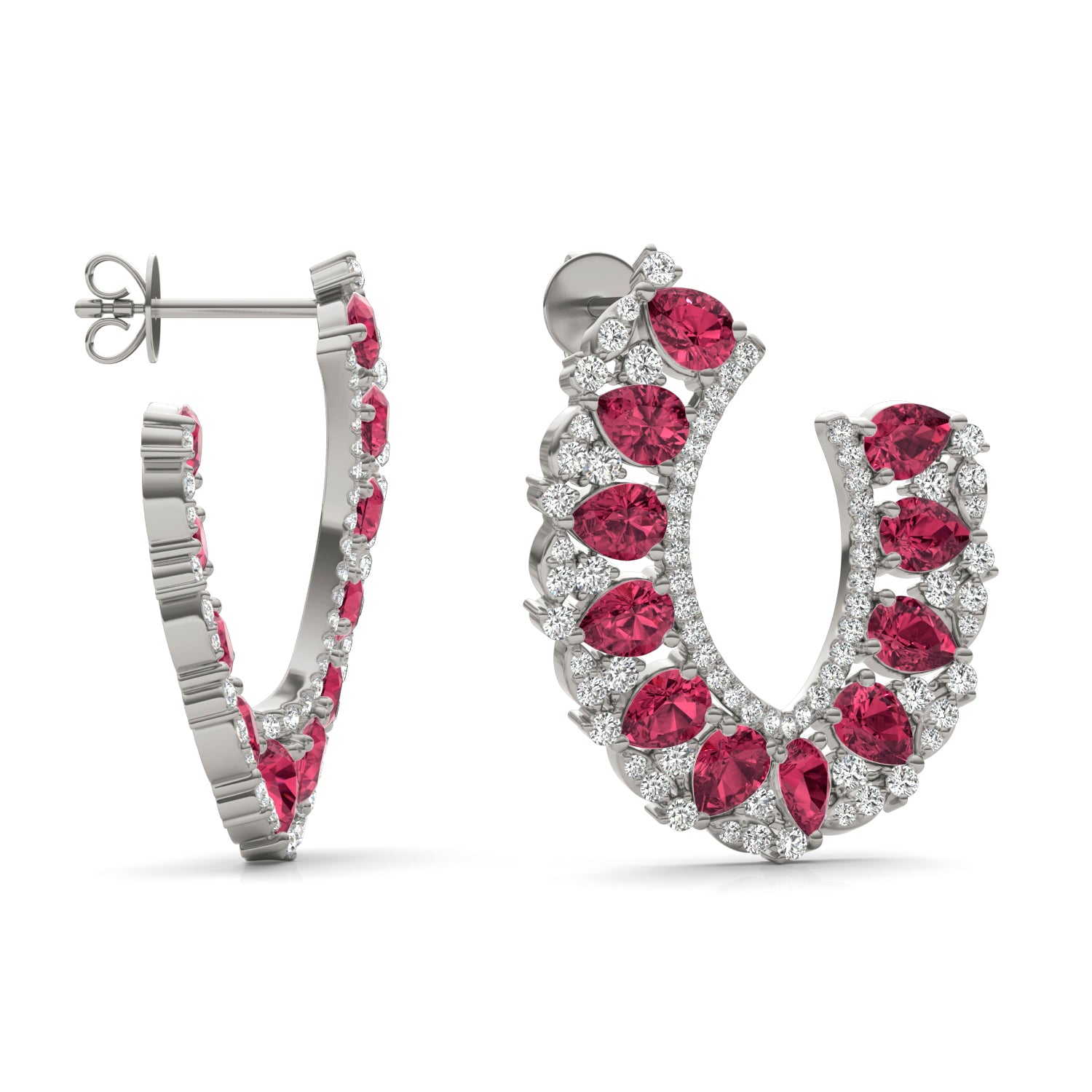 1 1/15 CTW Round Caydia® Lab Grown Diamond Statement Earrings featuring Created Ruby