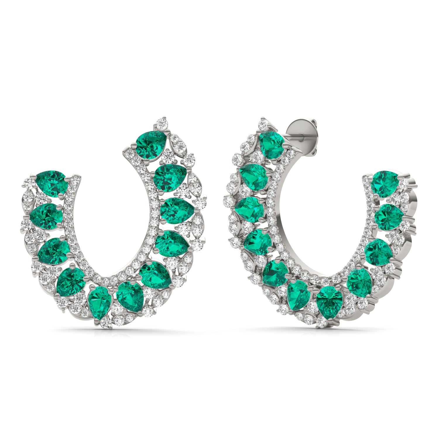 1 1/15 CTW Round Caydia® Lab Grown Diamond Statement Earrings featuring Created Emerald