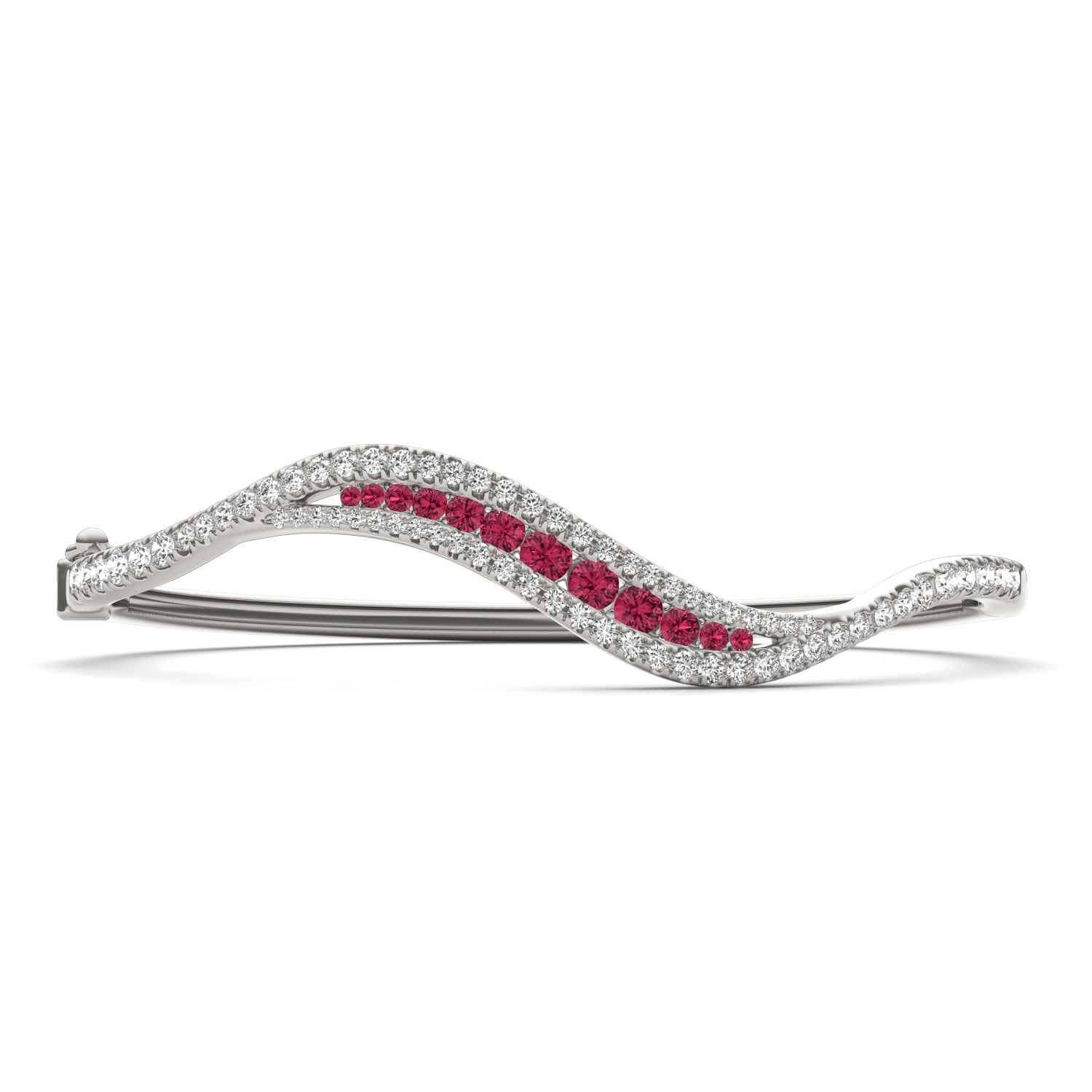 7/8 CTW Round Caydia® Lab Grown Diamond Curved Bangle Bracelet featuring Created Ruby
