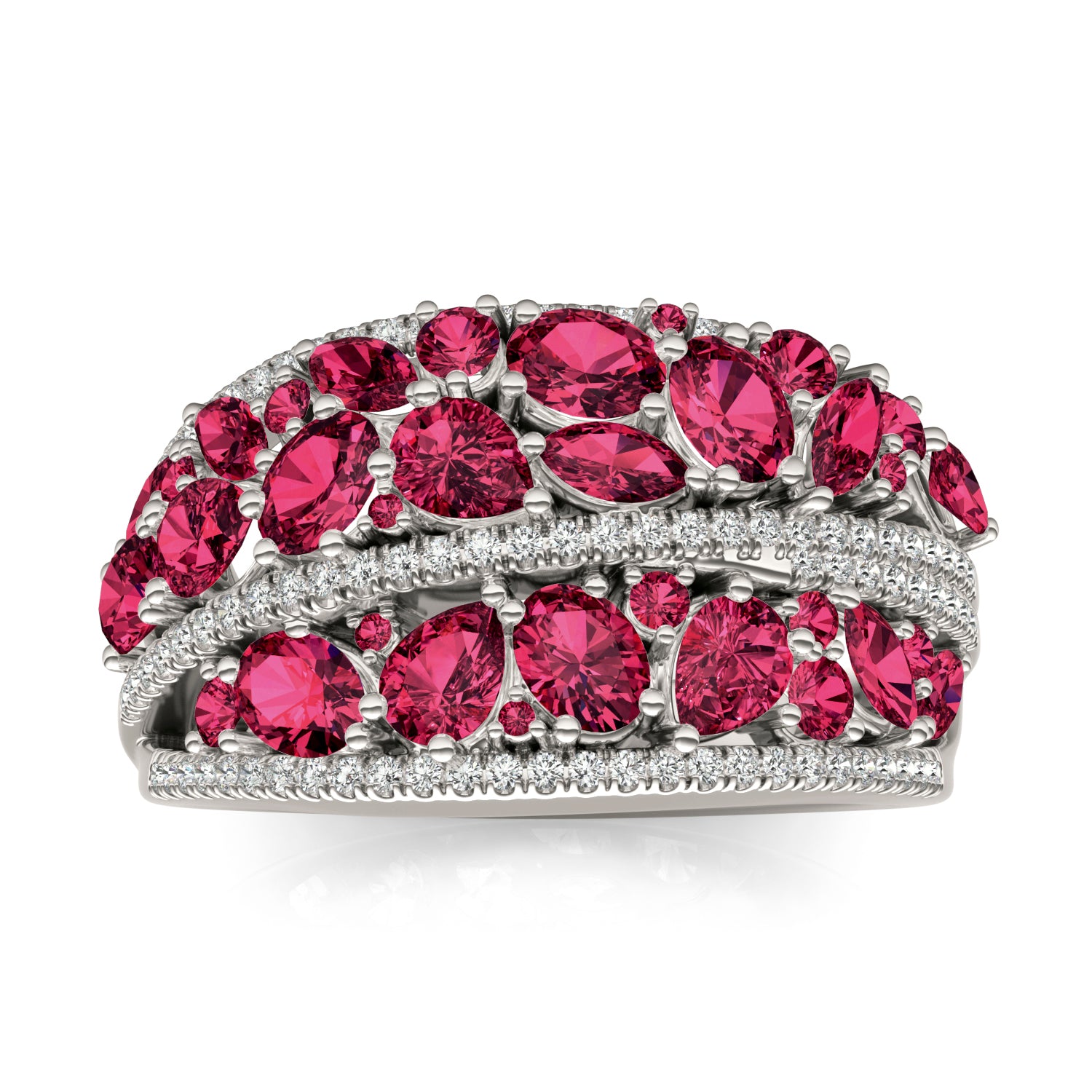 2/5 CTW Round Caydia® Lab Grown Diamond Cluster Statement Ring featuring Created Ruby