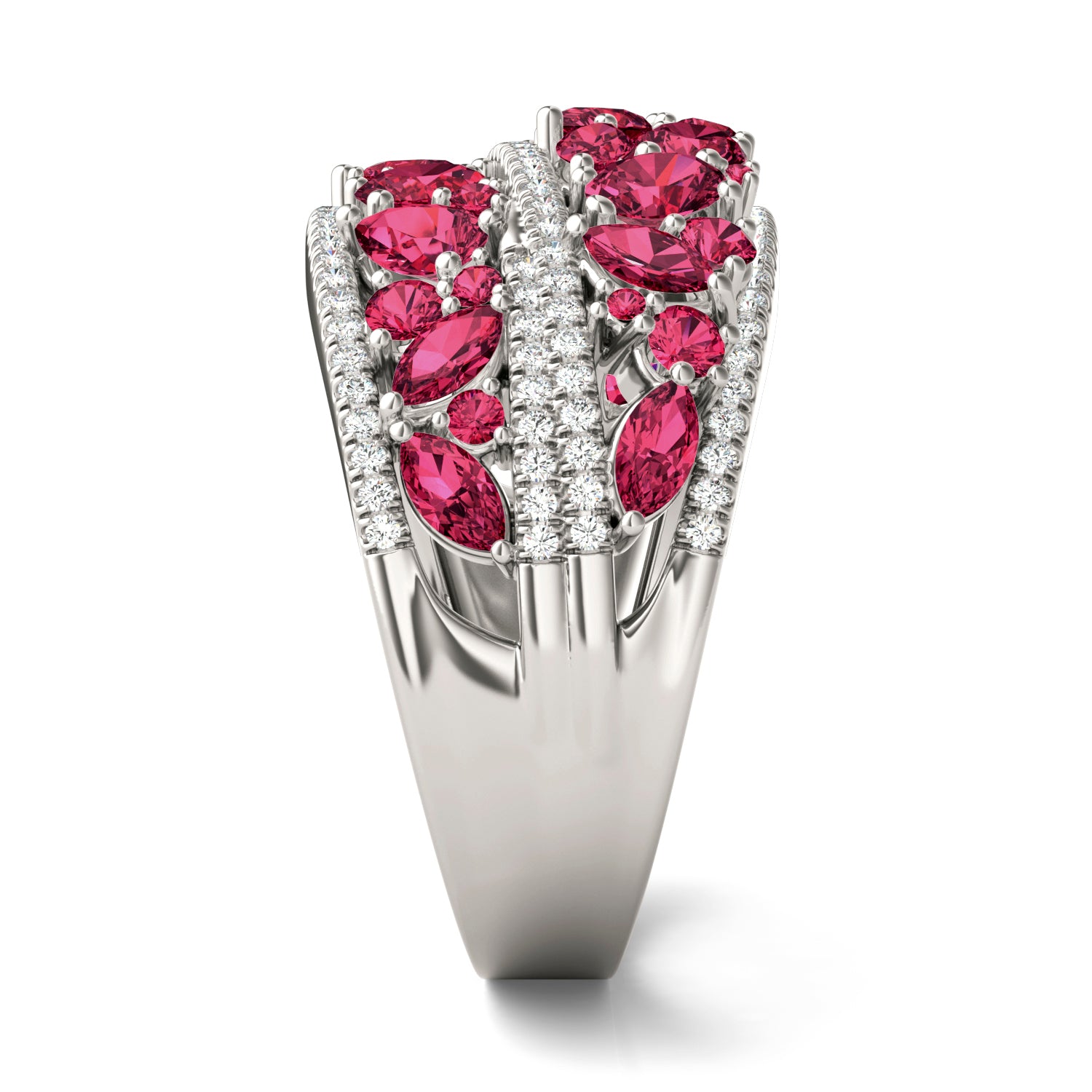 2/5 CTW Round Caydia® Lab Grown Diamond Cluster Statement Ring featuring Created Ruby