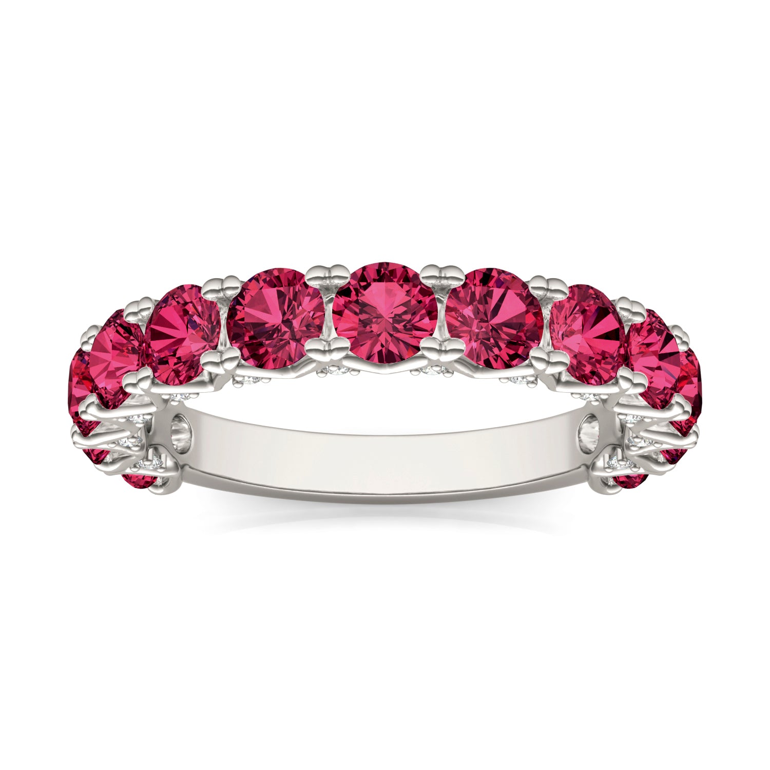 1/4 CTW Round Caydia® Lab Grown Diamond Accented Anniversary Ring featuring Created Ruby