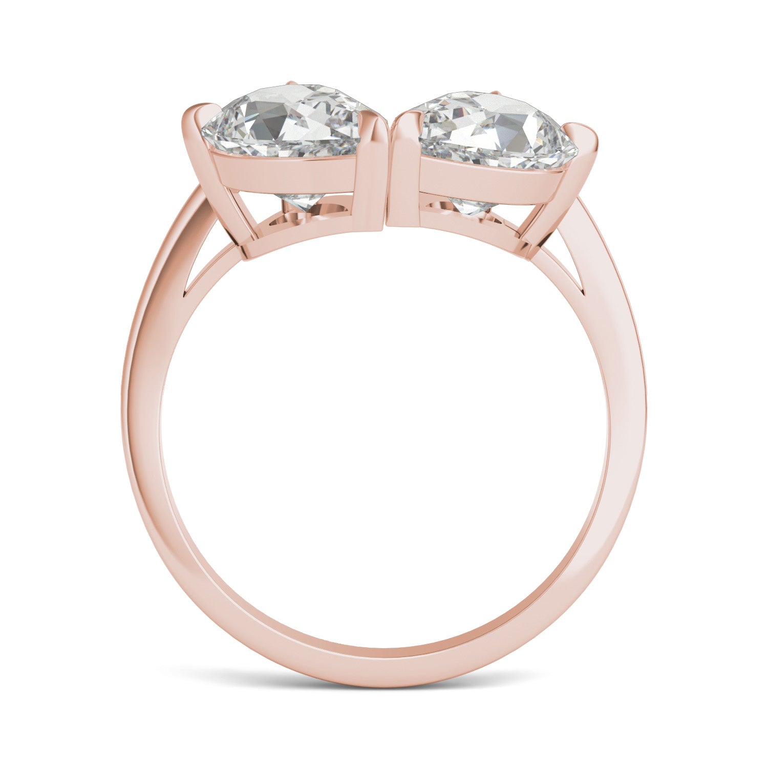 3.00 CTW DEW Pear Forever One™ Moissanite Curved Toi et Moi Ring