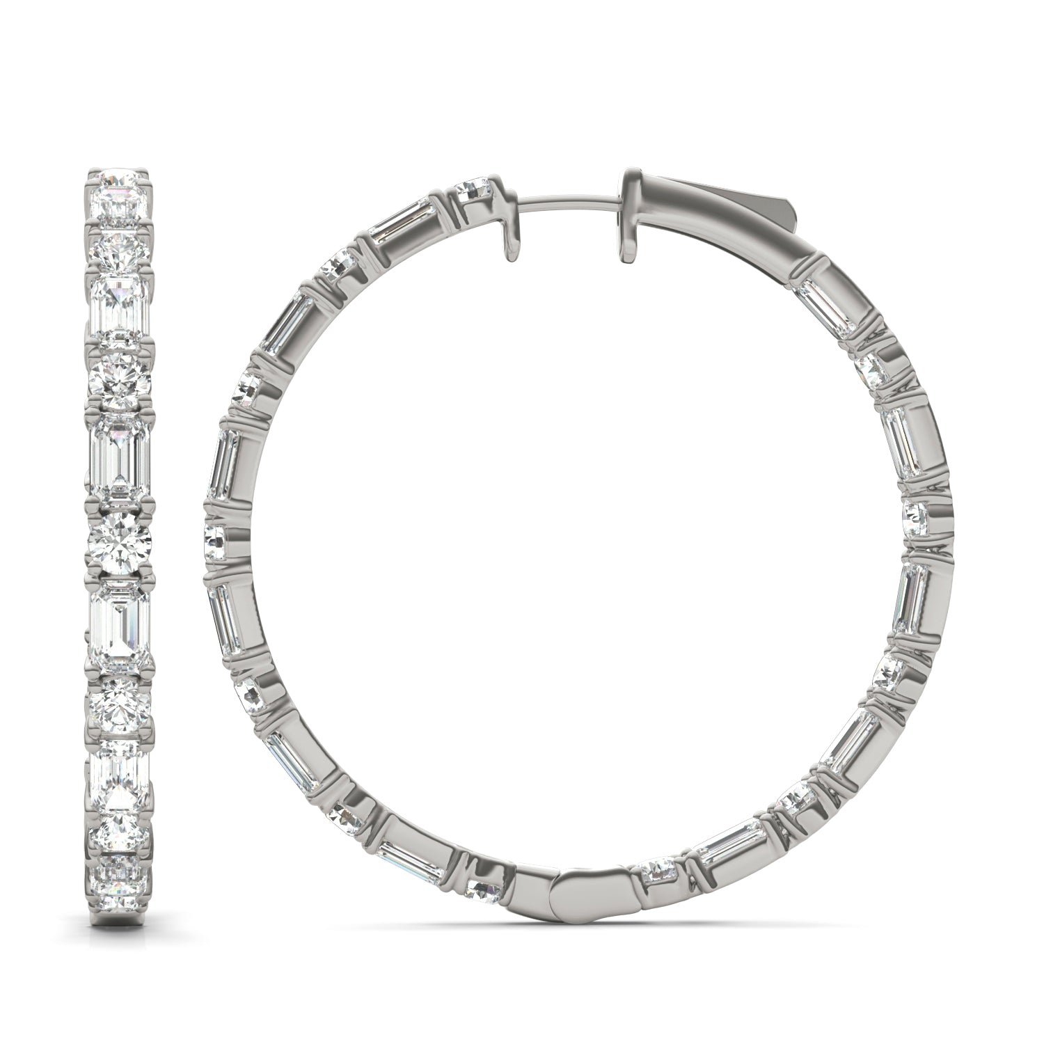 8 5/8 CTW Emerald Caydia® Lab Grown Diamond Couture Alternating Inside Out Hoop Earrings