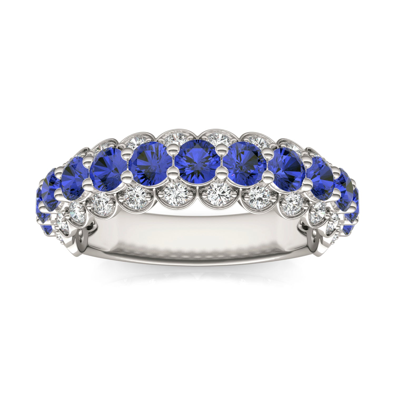1/2 CTW Round Caydia® Lab Grown Diamond Three Row Ring featuring Created Sapphire