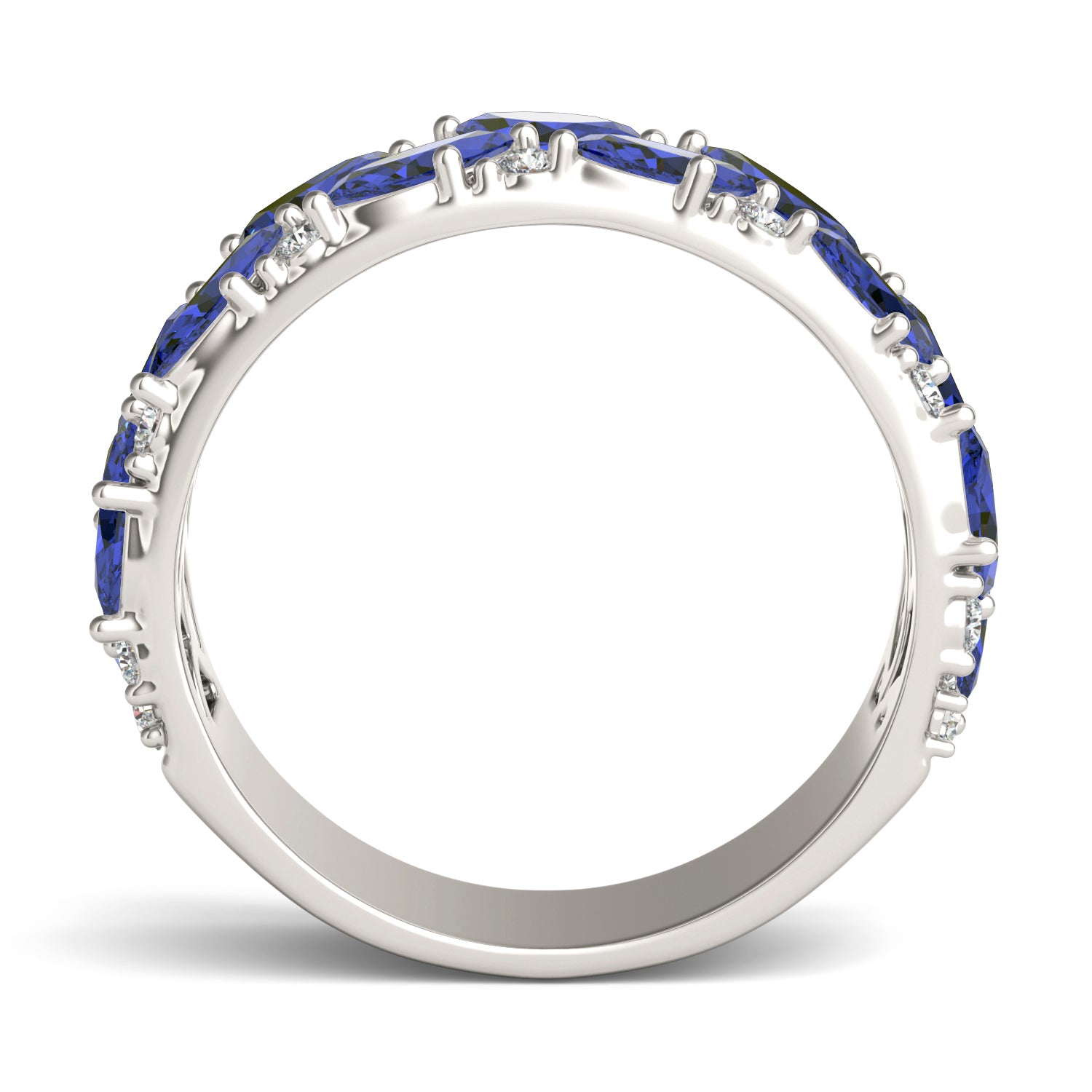 2/5 CTW Round Caydia® Lab Grown Diamond Accented Anniversary Ring featuring Created Sapphire