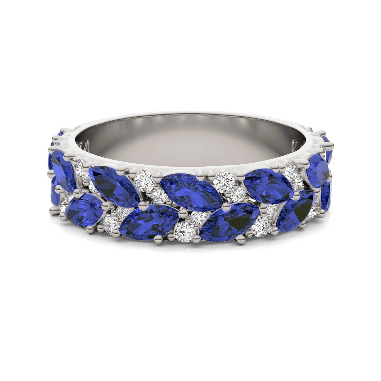 2/5 CTW Round Caydia® Lab Grown Diamond Accented Anniversary Ring featuring Created Sapphire