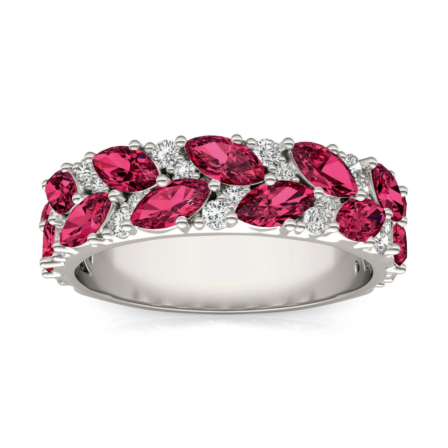 2/5 CTW Round Caydia® Lab Grown Diamond Accented Anniversary Ring featuring Created Ruby