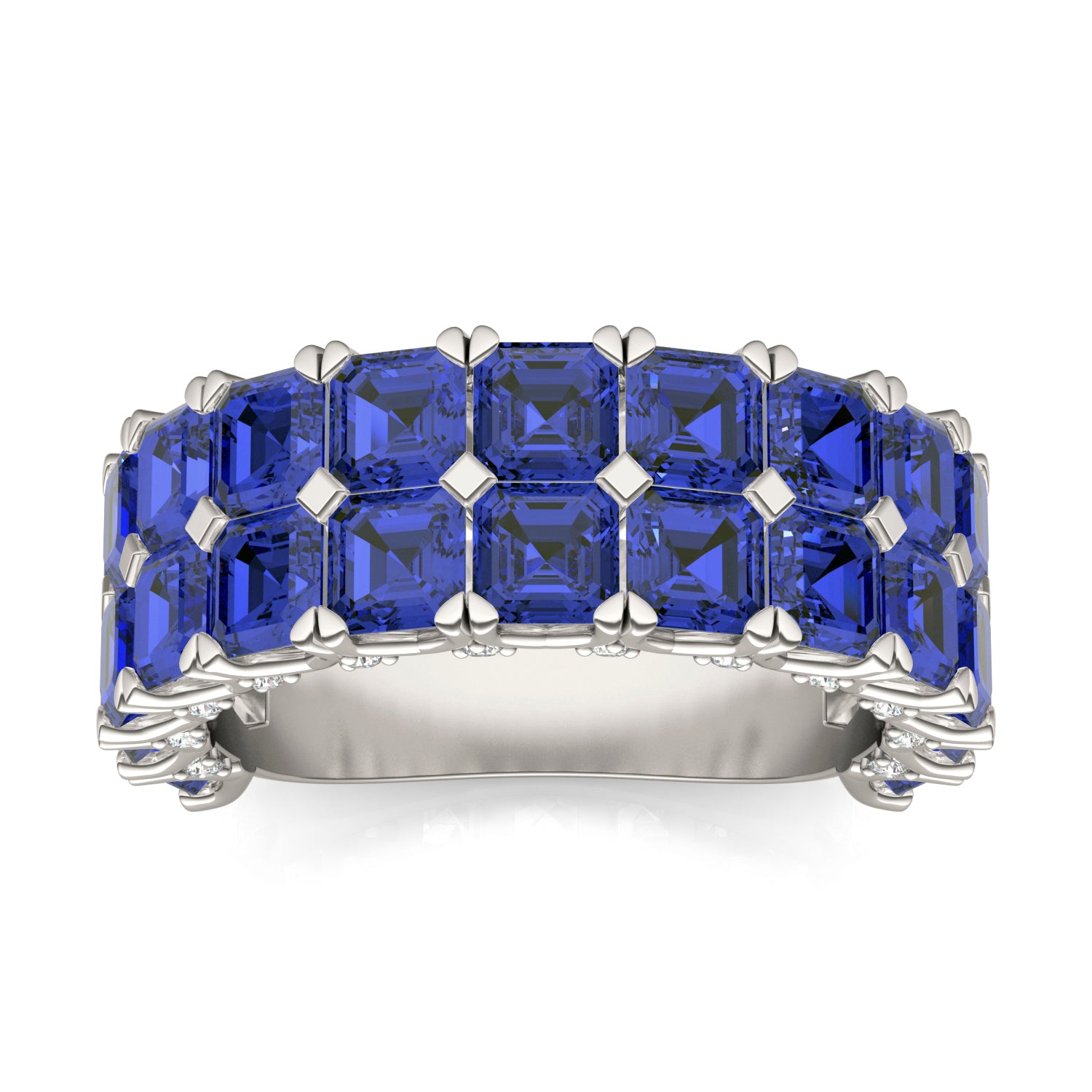 1/6 CTW Round Caydia® Lab Grown Diamond Two Row Anniversary Ring featuring Created Sapphire