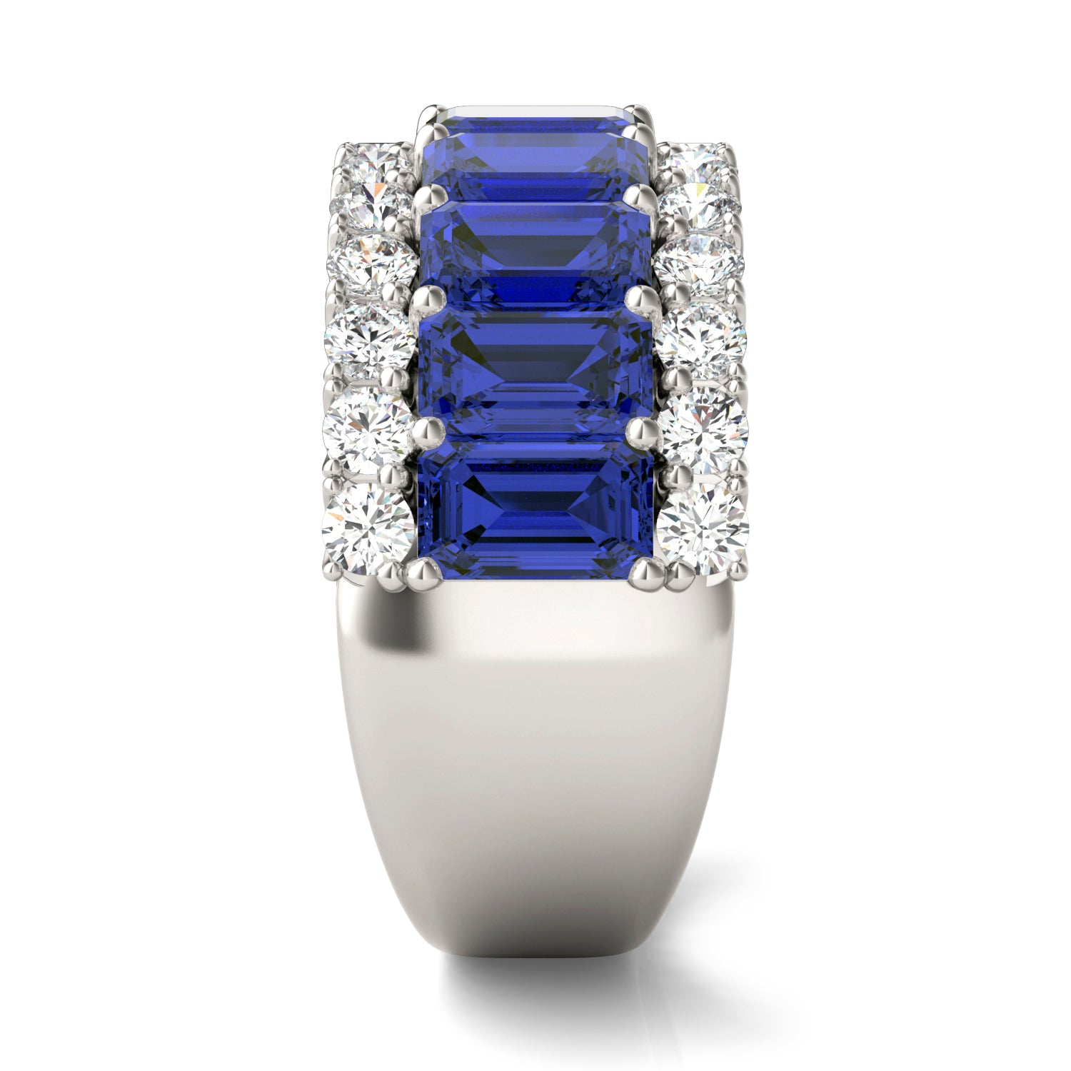 7/8 CTW Round Caydia® Lab Grown Diamond Three Row Ring featuring Created Sapphire