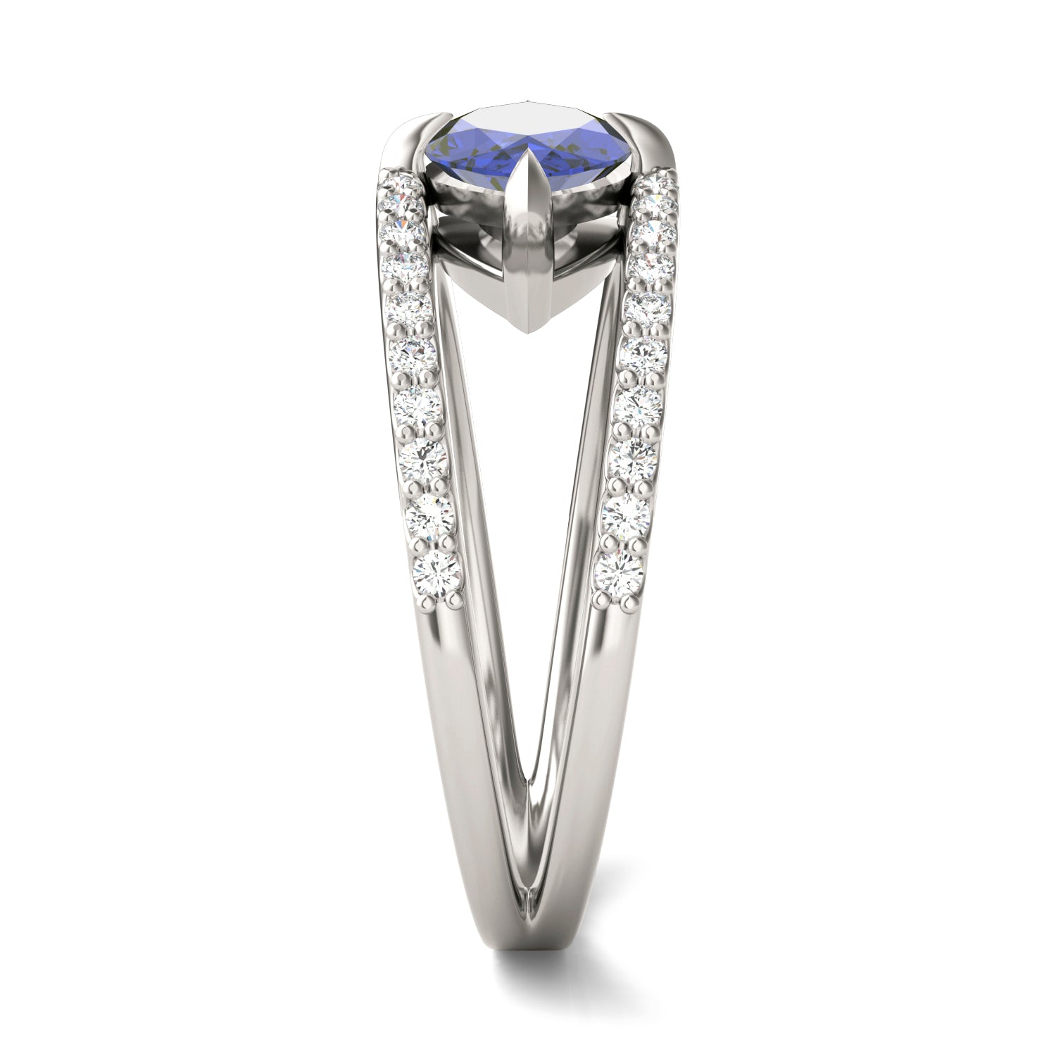 1/3 CTW Marquise Caydia® Lab Grown Diamond Split Shank Ring featuring Created Sapphire