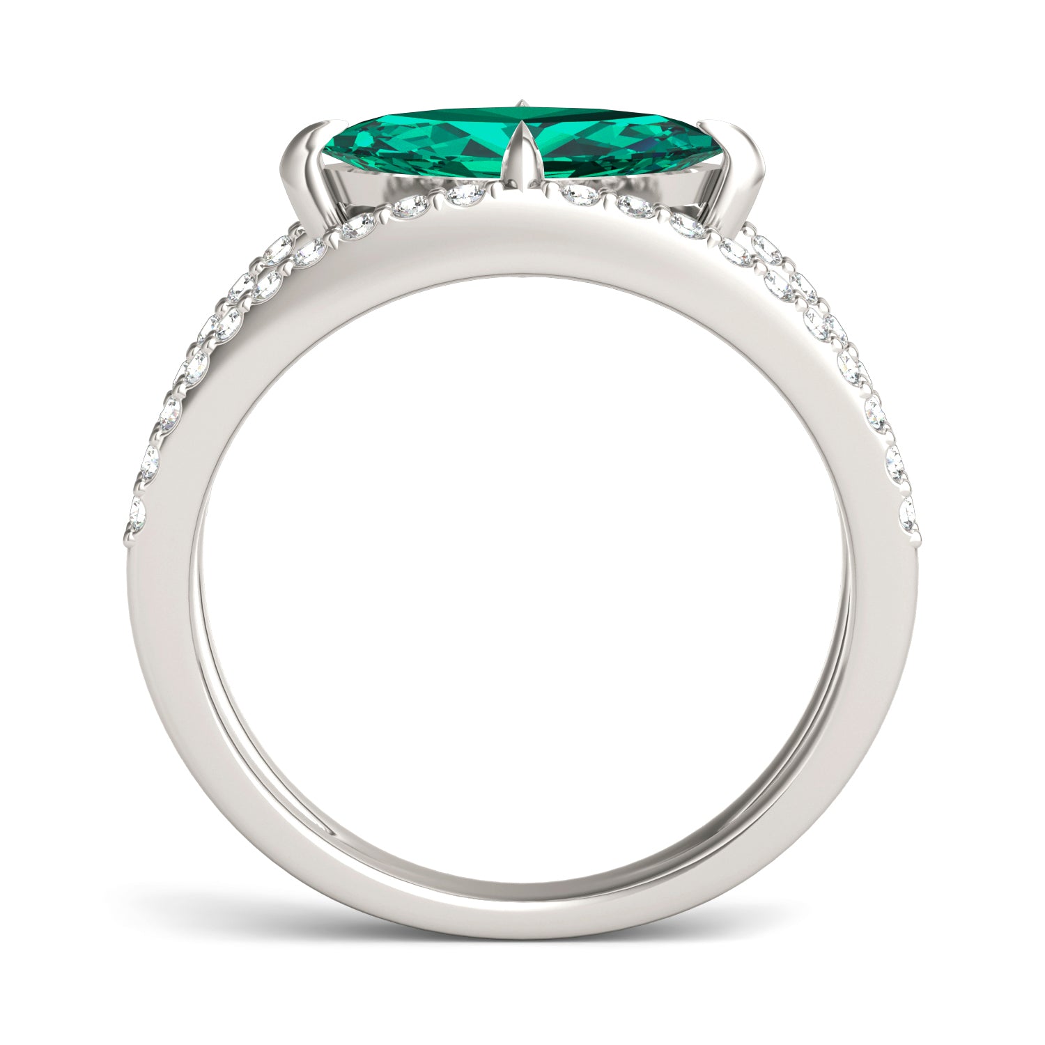 1/3 CTW Marquise Caydia® Lab Grown Diamond Split Shank Ring featuring Created Emerald
