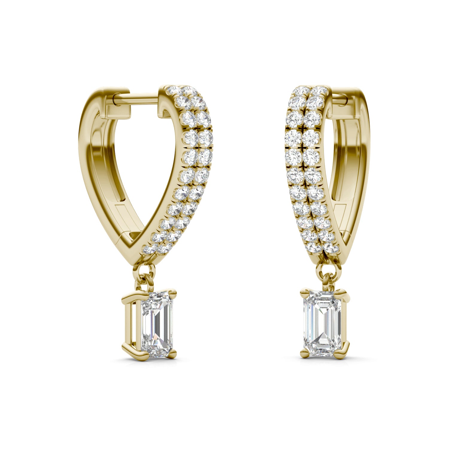 1 1/10 CTW Emerald Caydia® Lab Grown Diamond Huggie Dangle Earrings