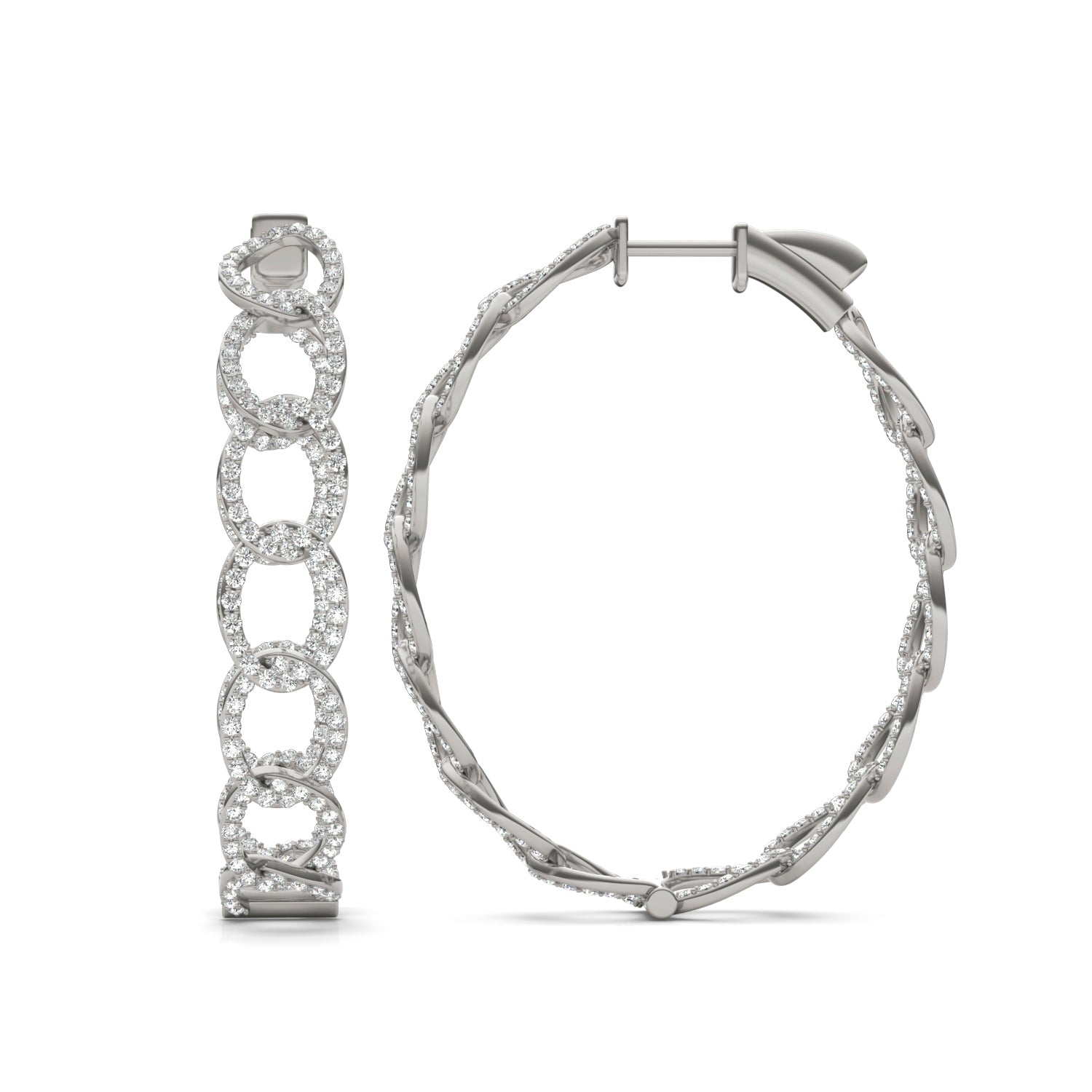 2 2/5 CTW Round Caydia® Lab Grown Diamond Couture Chain Hoop Earrings