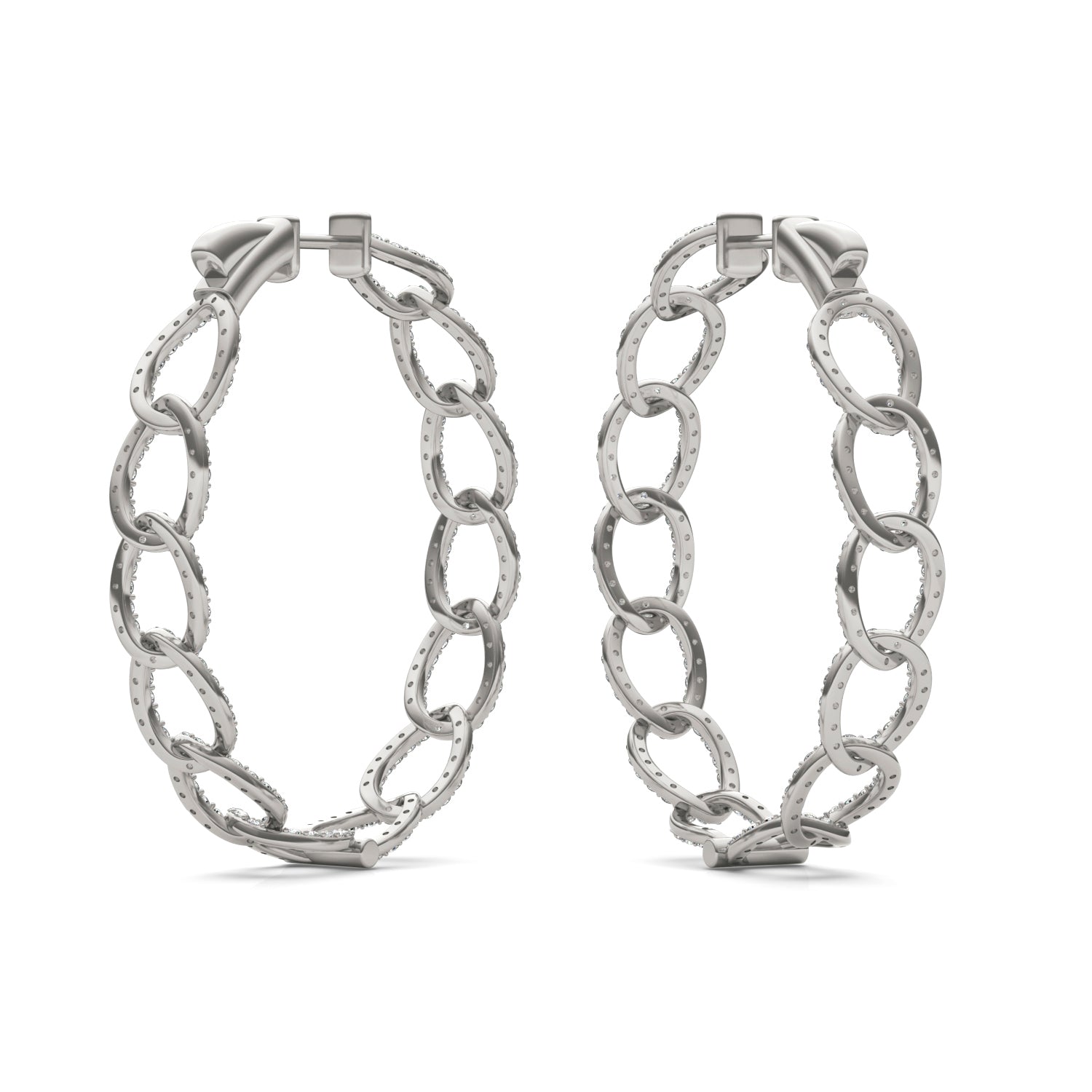 2 2/5 CTW Round Caydia® Lab Grown Diamond Couture Chain Hoop Earrings