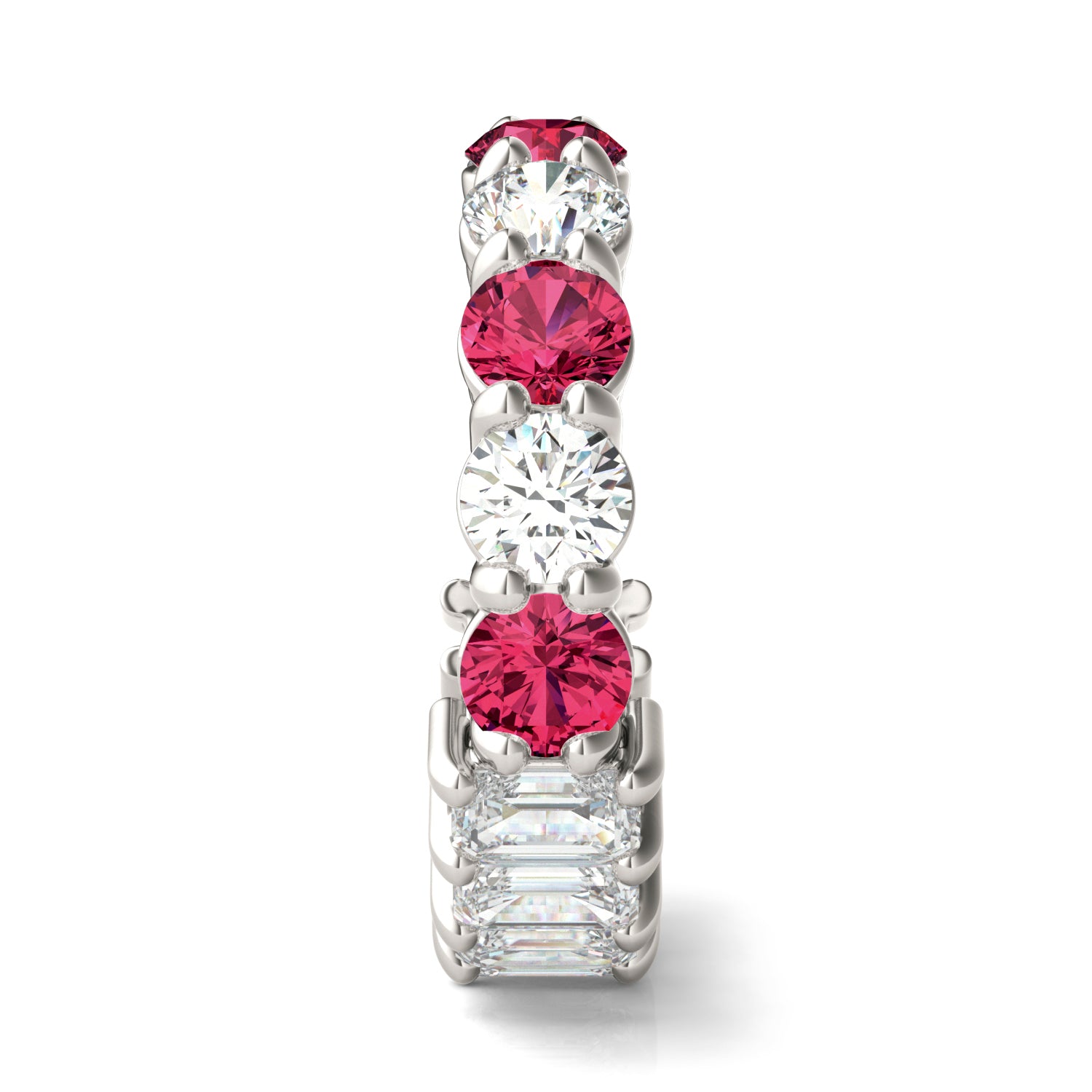 3 2/5 CTW Round Caydia® Lab Grown Diamond Couture Two Sided Eternity Ring featuring Created Ruby