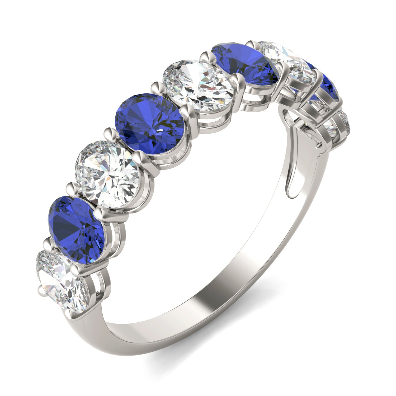 1 CTW Oval Caydia® Lab Grown Diamond Classic Anniversary Ring featuring Created Sapphire