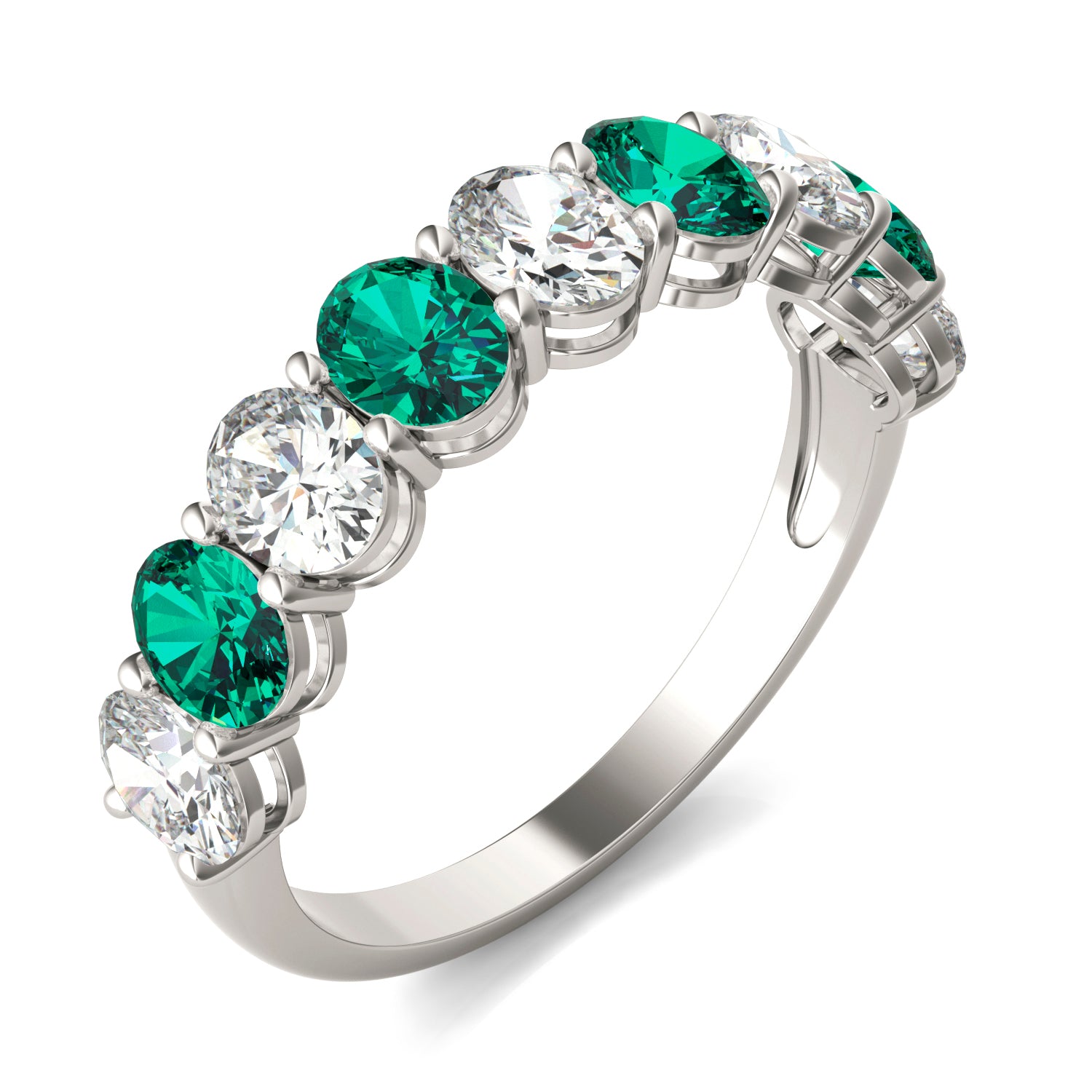 1 CTW Oval Caydia® Lab Grown Diamond Classic Anniversary Ring featuring Created Emerald
