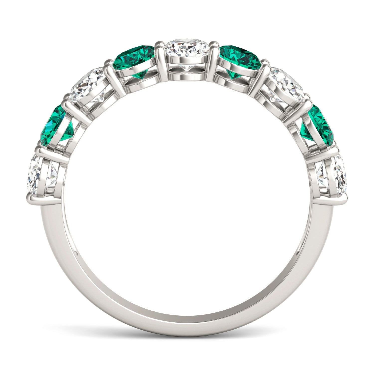 1 CTW Oval Caydia® Lab Grown Diamond Classic Anniversary Ring featuring Created Emerald