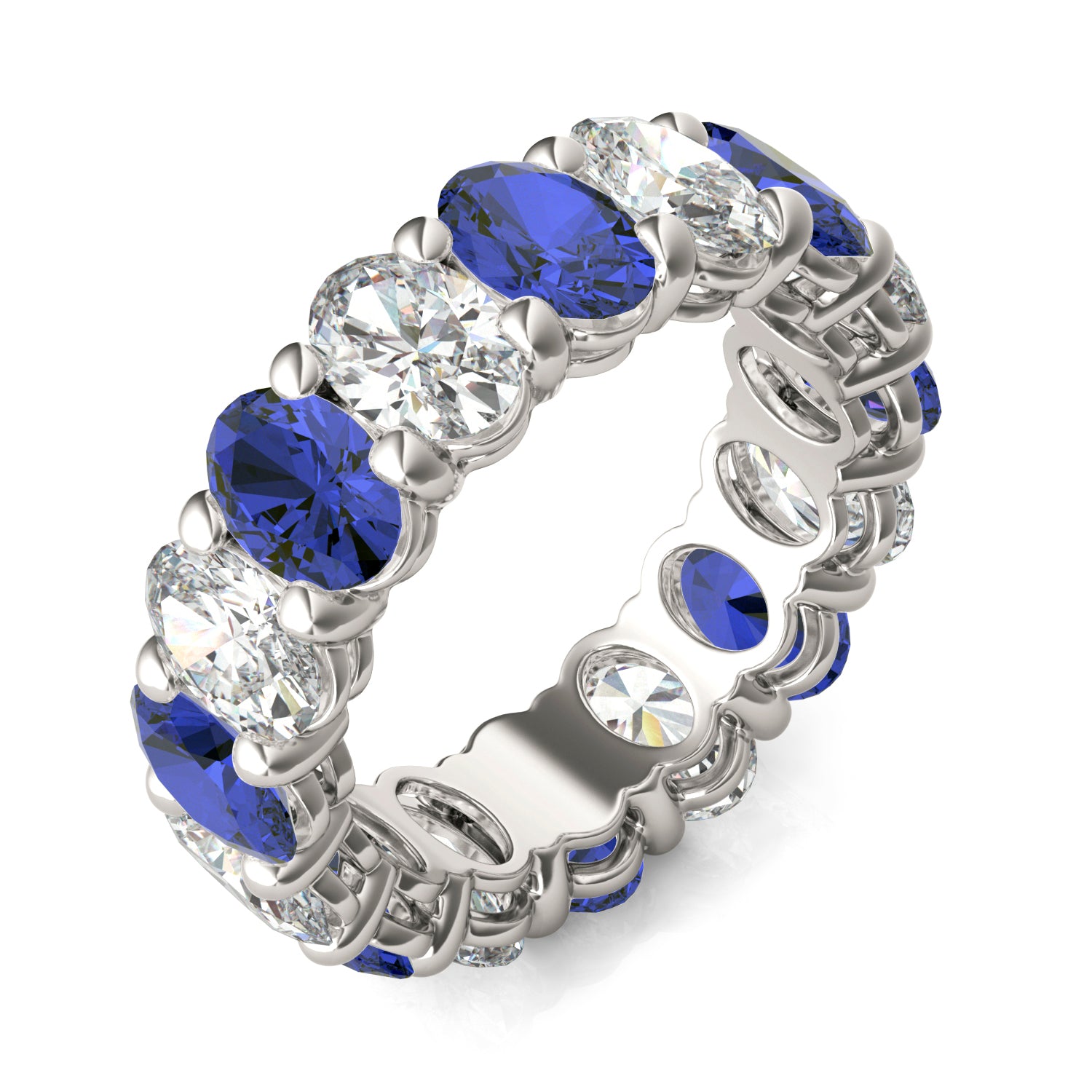 2 2/3 CTW Oval Caydia® Lab Grown Diamond Couture Classic Eternity Ring featuring Created Sapphire