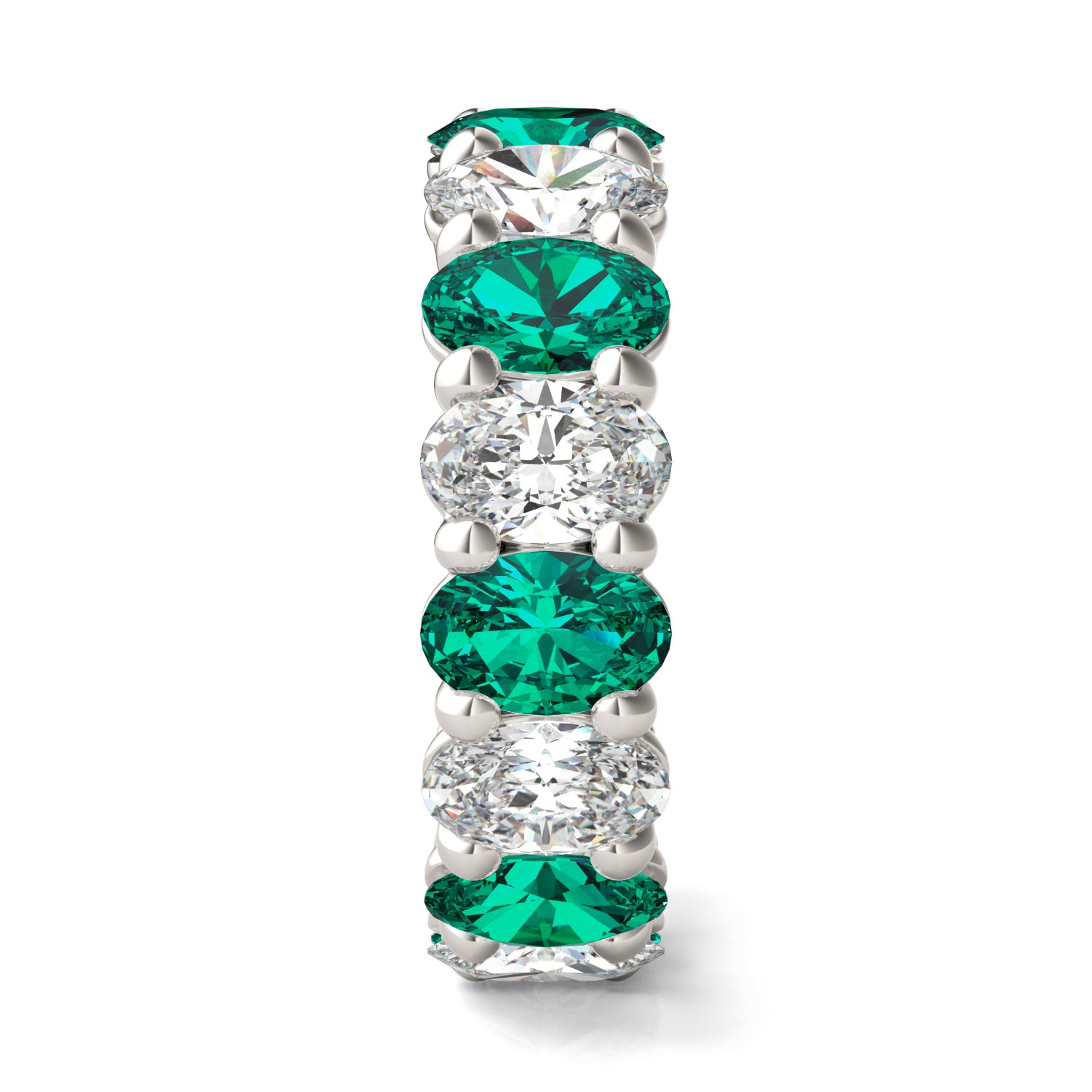 2 2/3 CTW Oval Caydia® Lab Grown Diamond Couture Classic Eternity Ring featuring Created Emerald