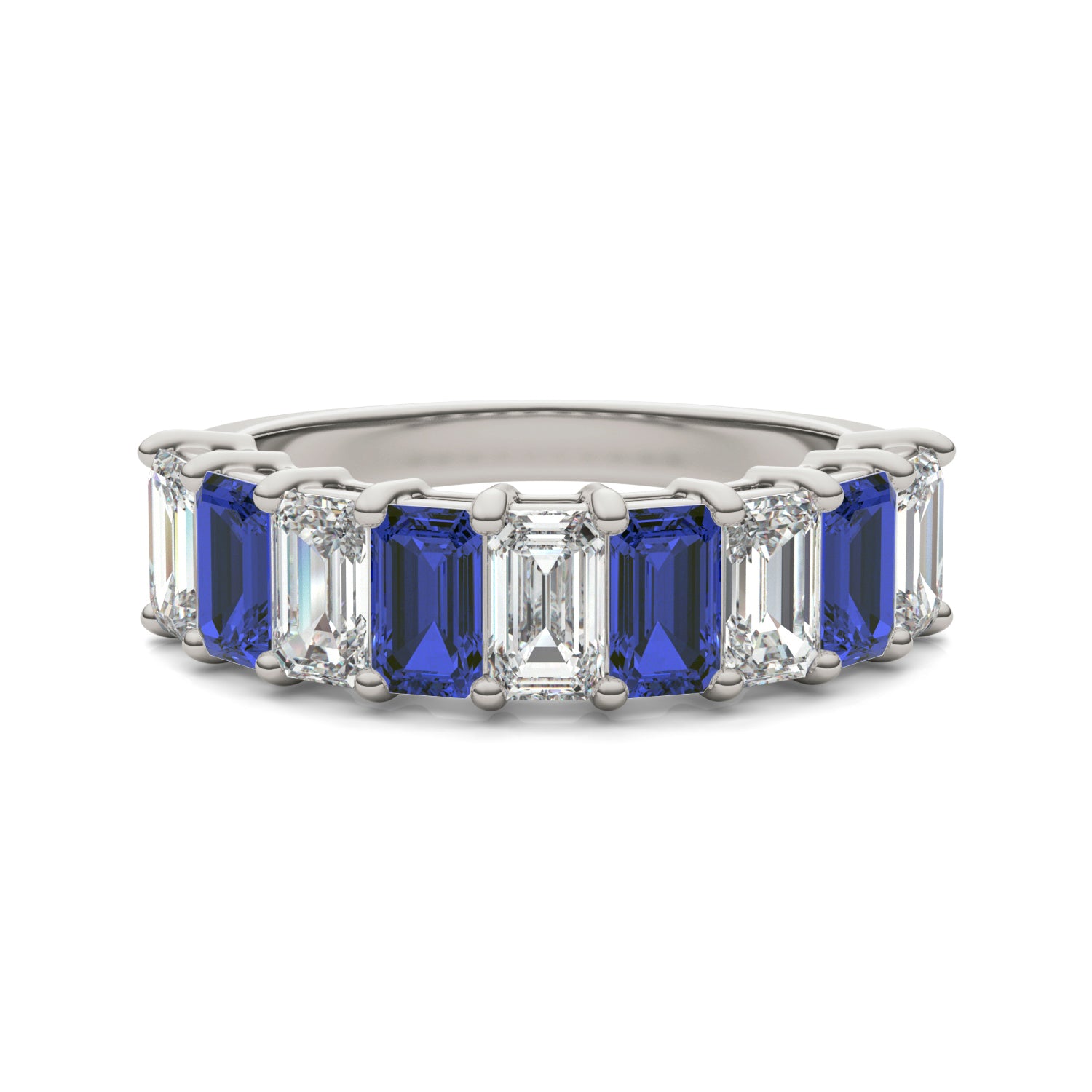 1 CTW Emerald Caydia® Lab Grown Diamond Classic Anniversary Ring featuring Created Sapphire