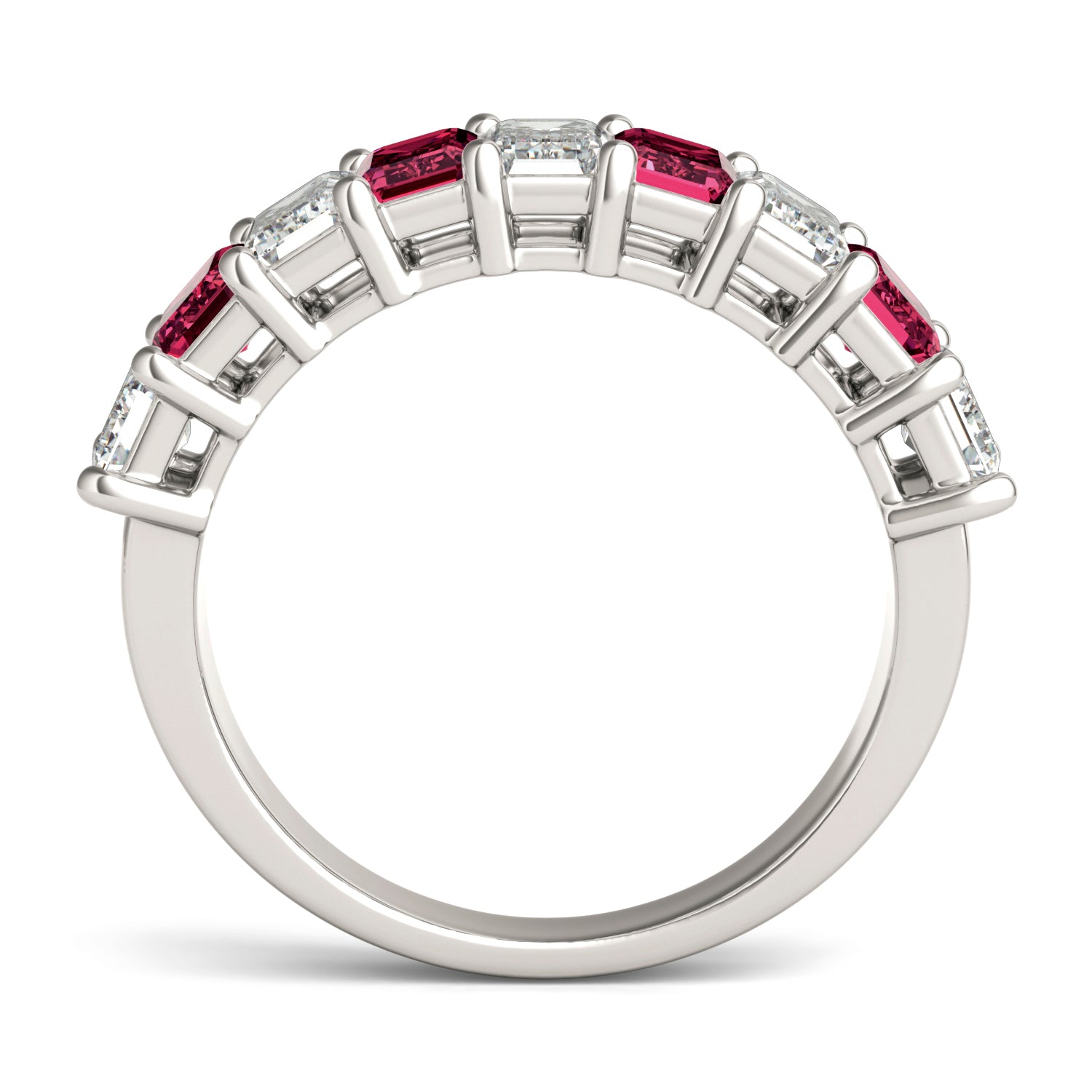 1 CTW Emerald Caydia® Lab Grown Diamond Classic Anniversary Ring featuring Created Ruby