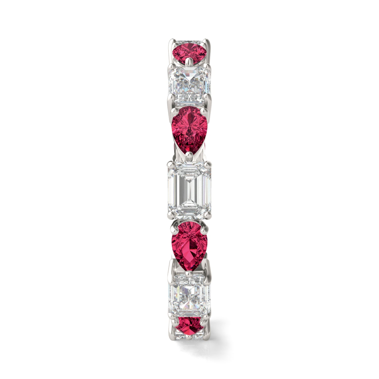 1 5/8 CTW Emerald Caydia® Lab Grown Diamond Alternating Stones Eternity Ring featuring Created Ruby