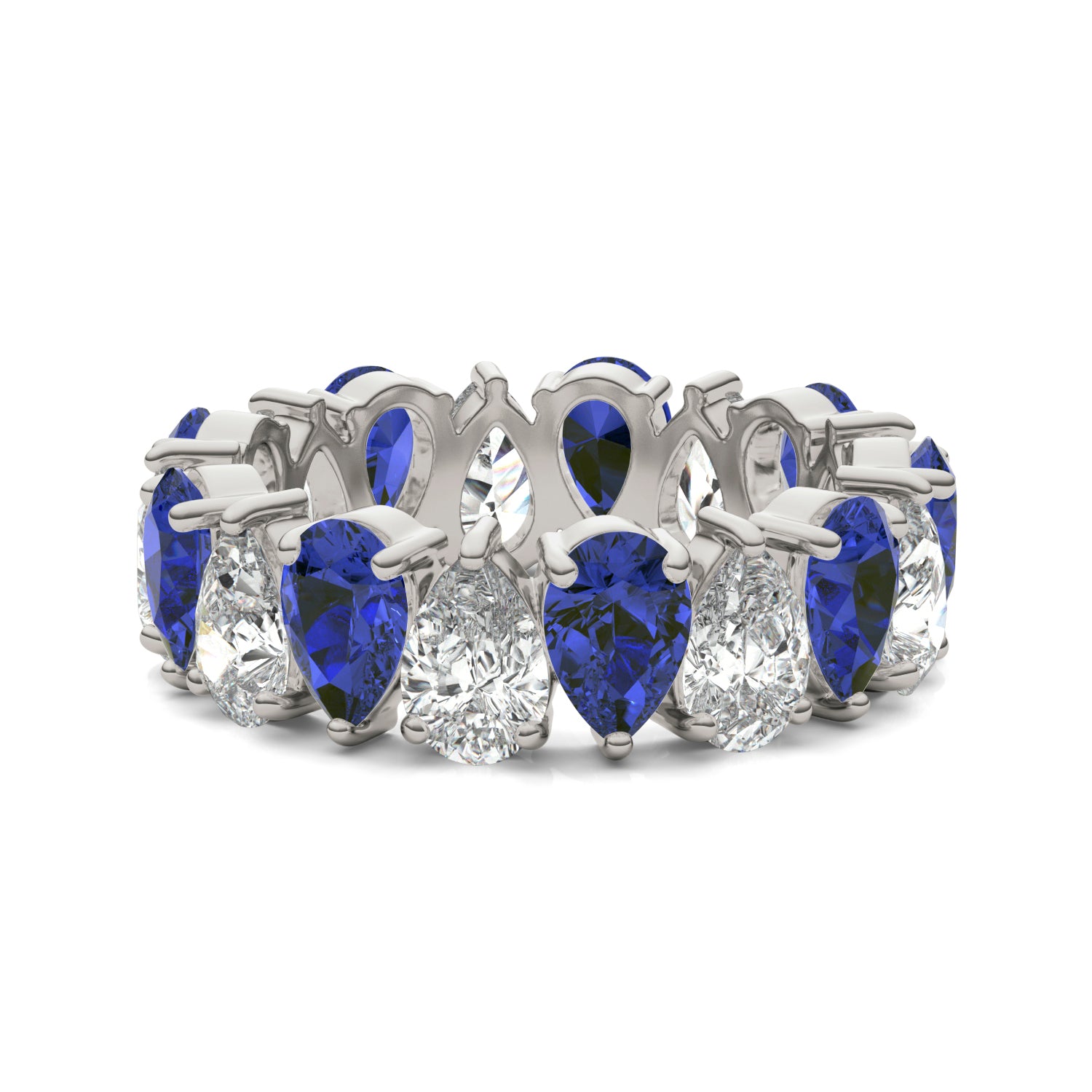 3 CTW Pear Caydia® Lab Grown Diamond Couture Alternating Eternity Ring featuring Created Sapphire
