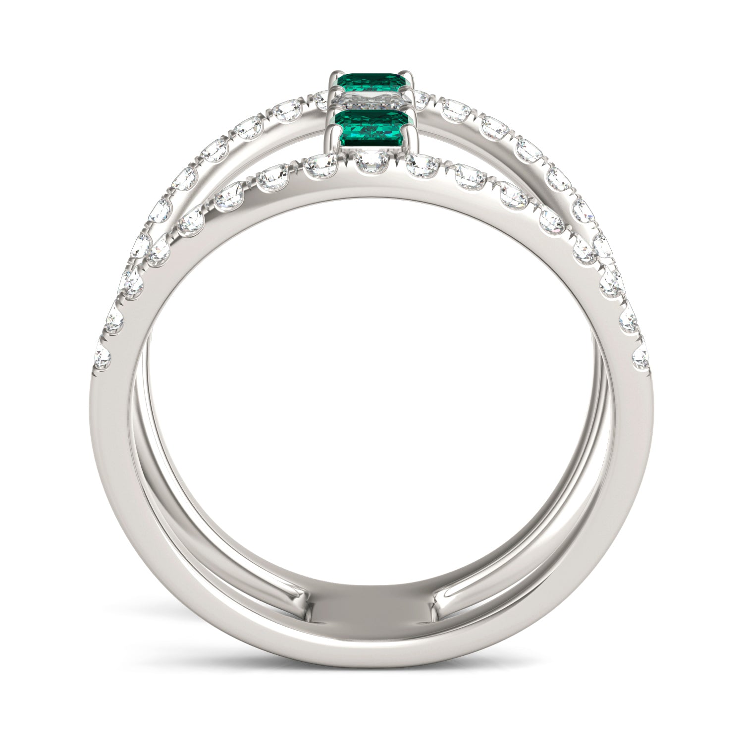 7/8 CTW Emerald Caydia® Lab Grown Diamond Couture Geometric Fashion Ring featuring Created Emerald