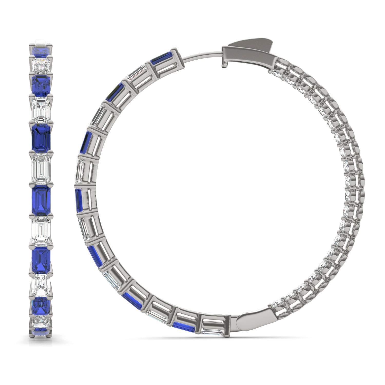 7 CTW Emerald Caydia® Lab Grown Diamond Couture Multi Stone Inside Out Hoop Earrings featuring Created Sapphire
