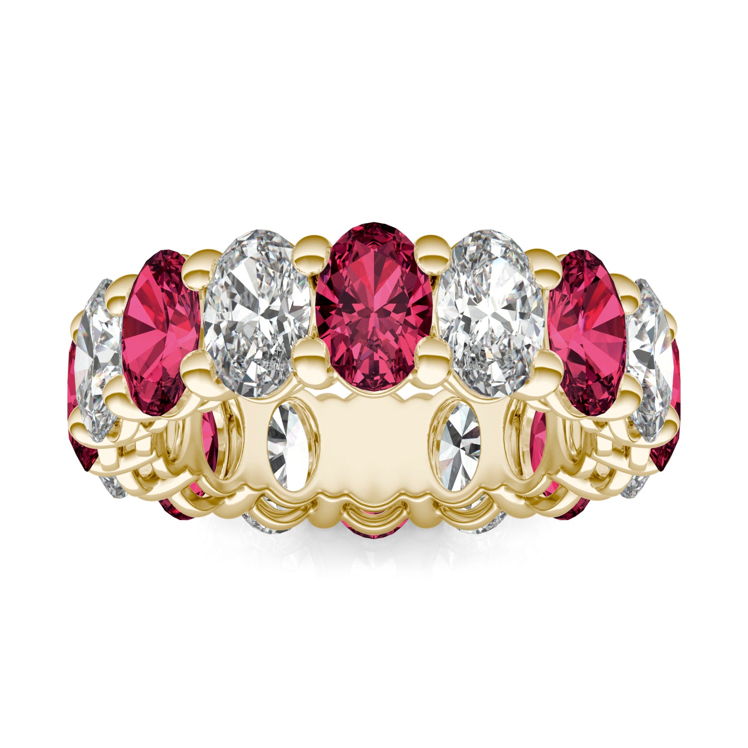 2 2/3 CTW Oval Caydia® Lab Grown Diamond Couture Classic Eternity Ring featuring Created Ruby
