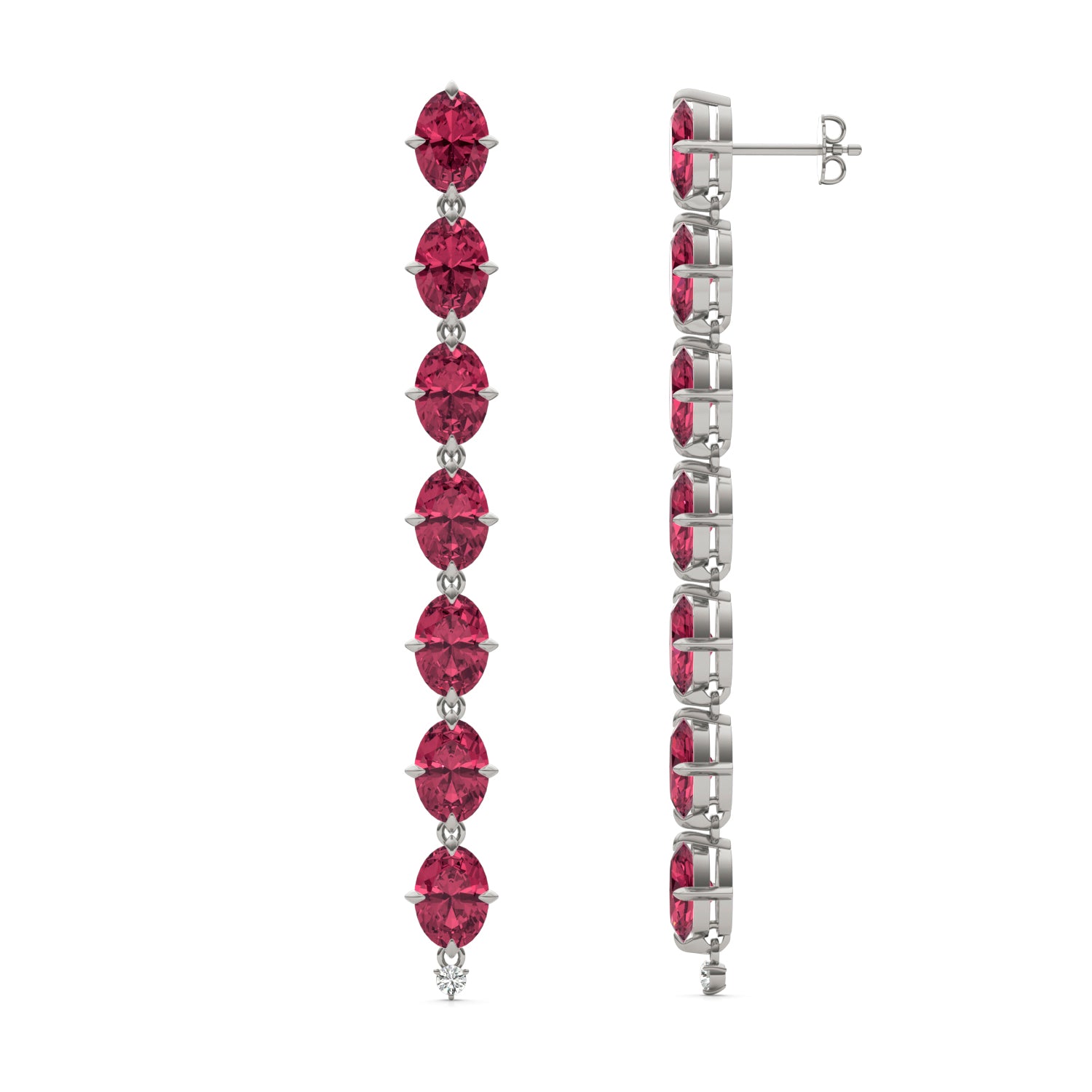 CTW Round Caydia® Lab Grown Diamond Drop Earrings featuring Created Ruby