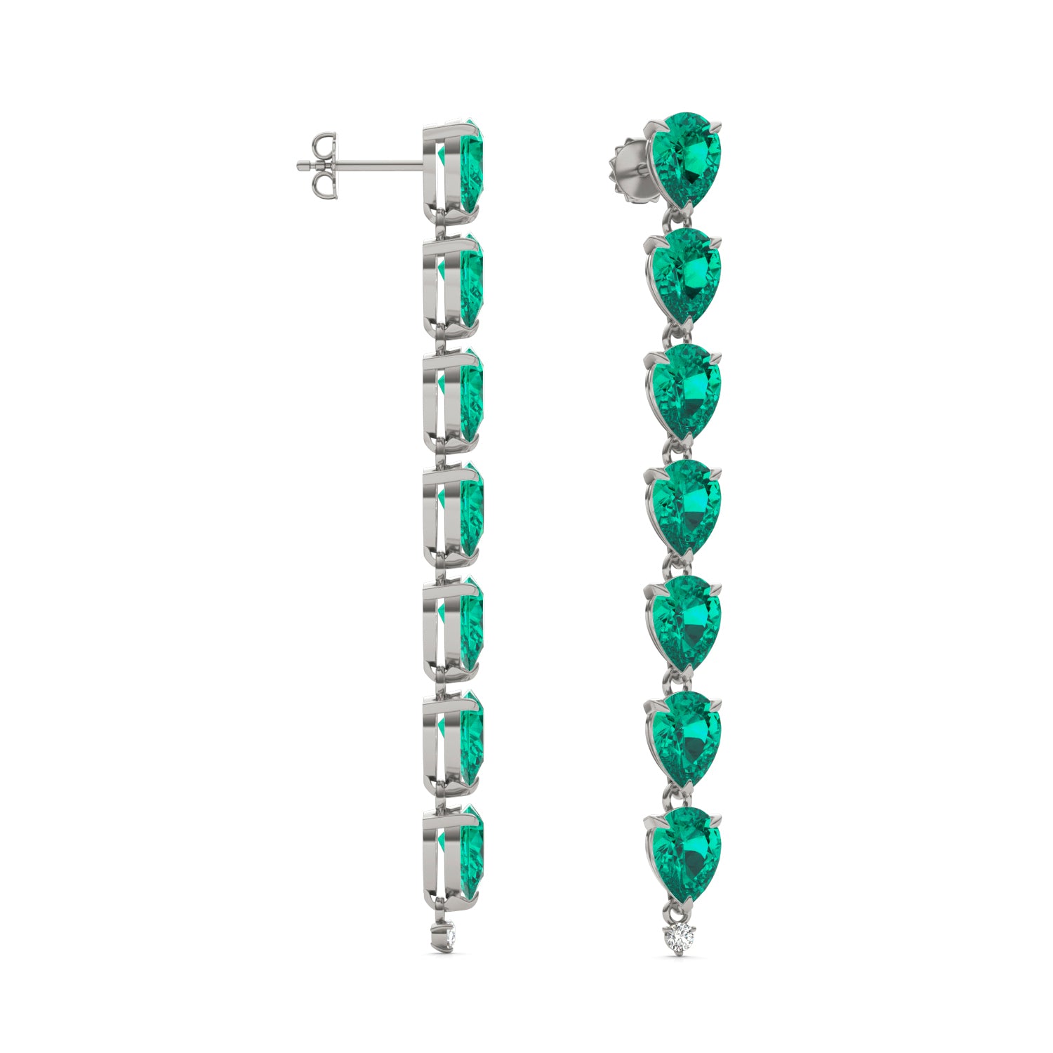 CTW Round Caydia® Lab Grown Diamond Drop Earrings featuring Created Emerald