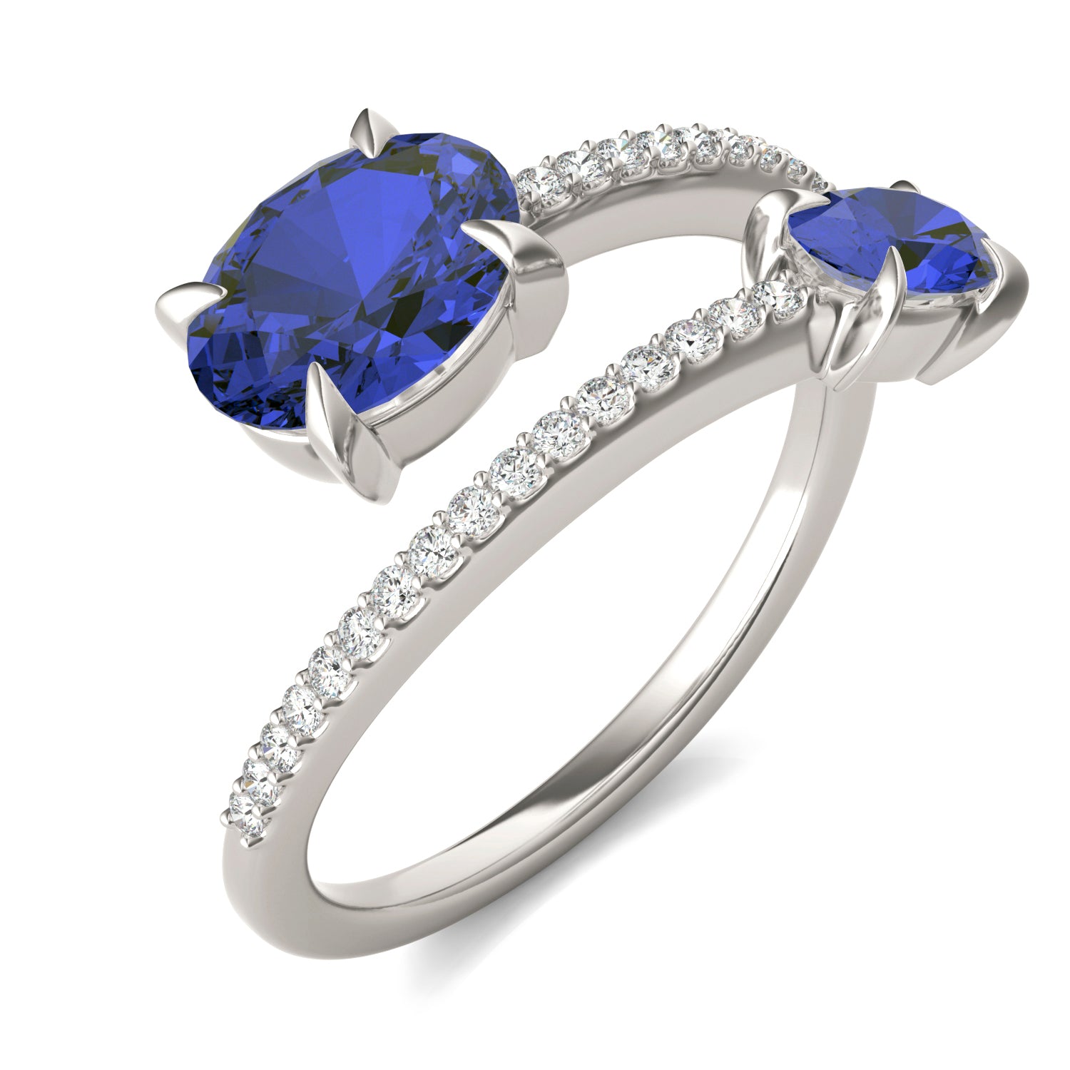 1/5 CTW Round Caydia® Lab Grown Diamond Crossover Fashion Ring featuring Created Sapphire