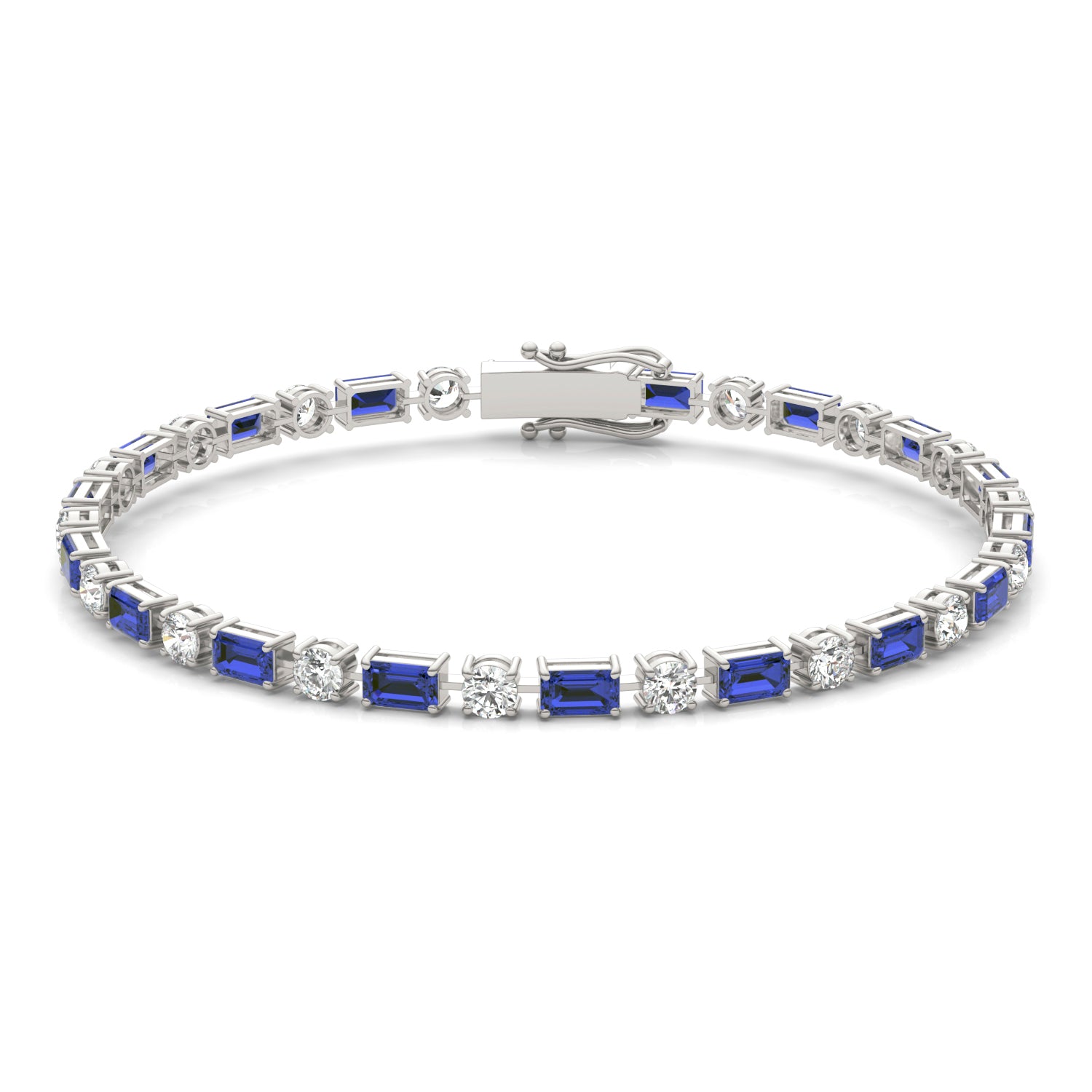 2 1/2 CTW Round Caydia® Lab Grown Diamond Alternating Tennis Bracelet featuring Created Sapphire