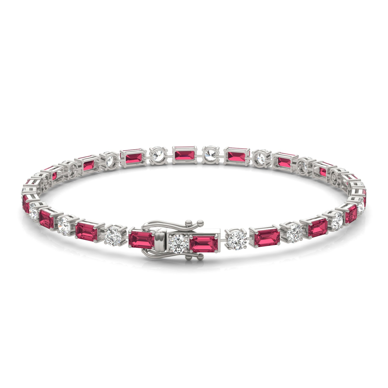 2 1/2 CTW Round Caydia® Lab Grown Diamond Alternating Tennis Bracelet featuring Created Ruby