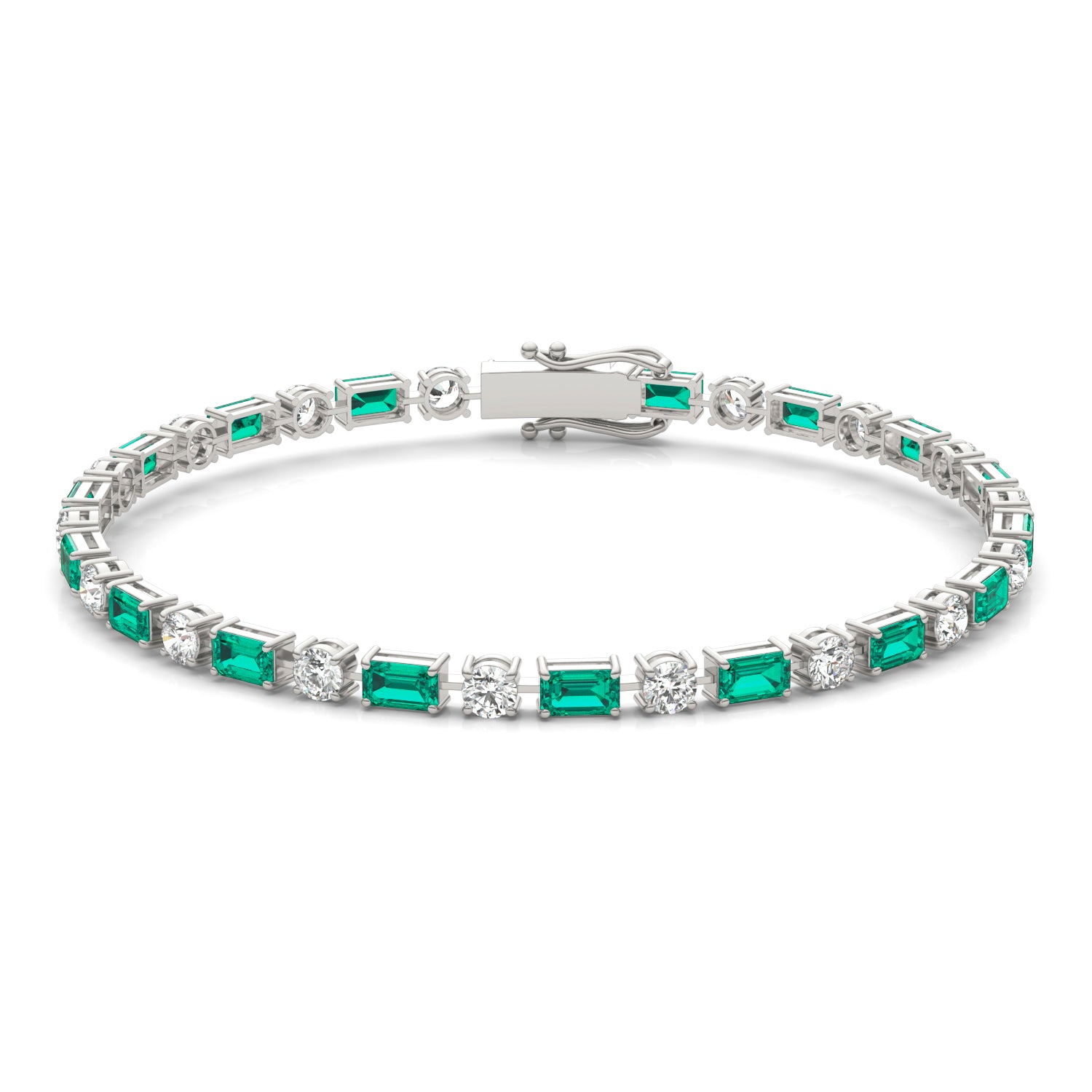 2 1/2 CTW Round Caydia® Lab Grown Diamond Alternating Tennis Bracelet featuring Created Emerald